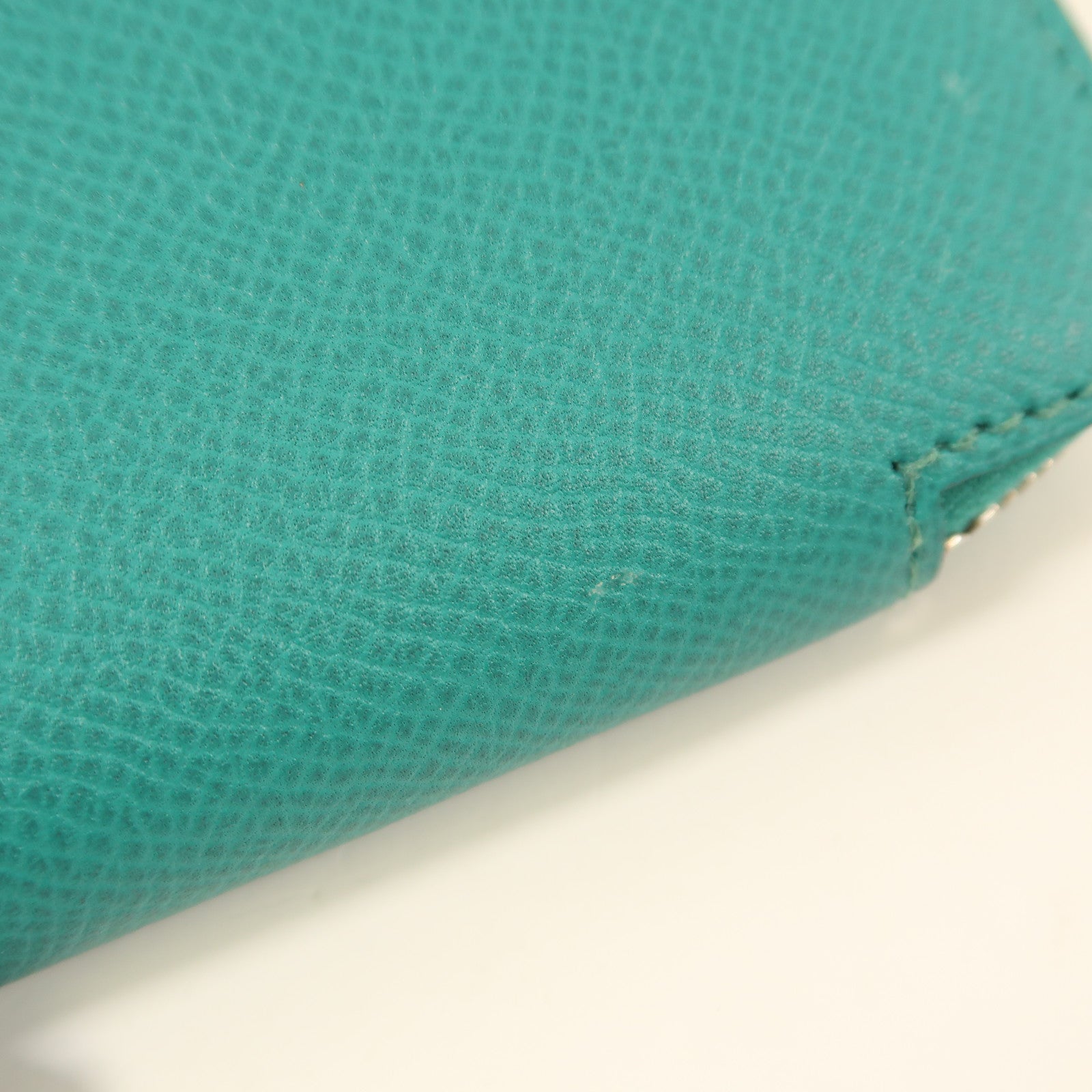 HERMES Epsom皮革Silk In Compact Wallet銀扣錢包Bleu Paon