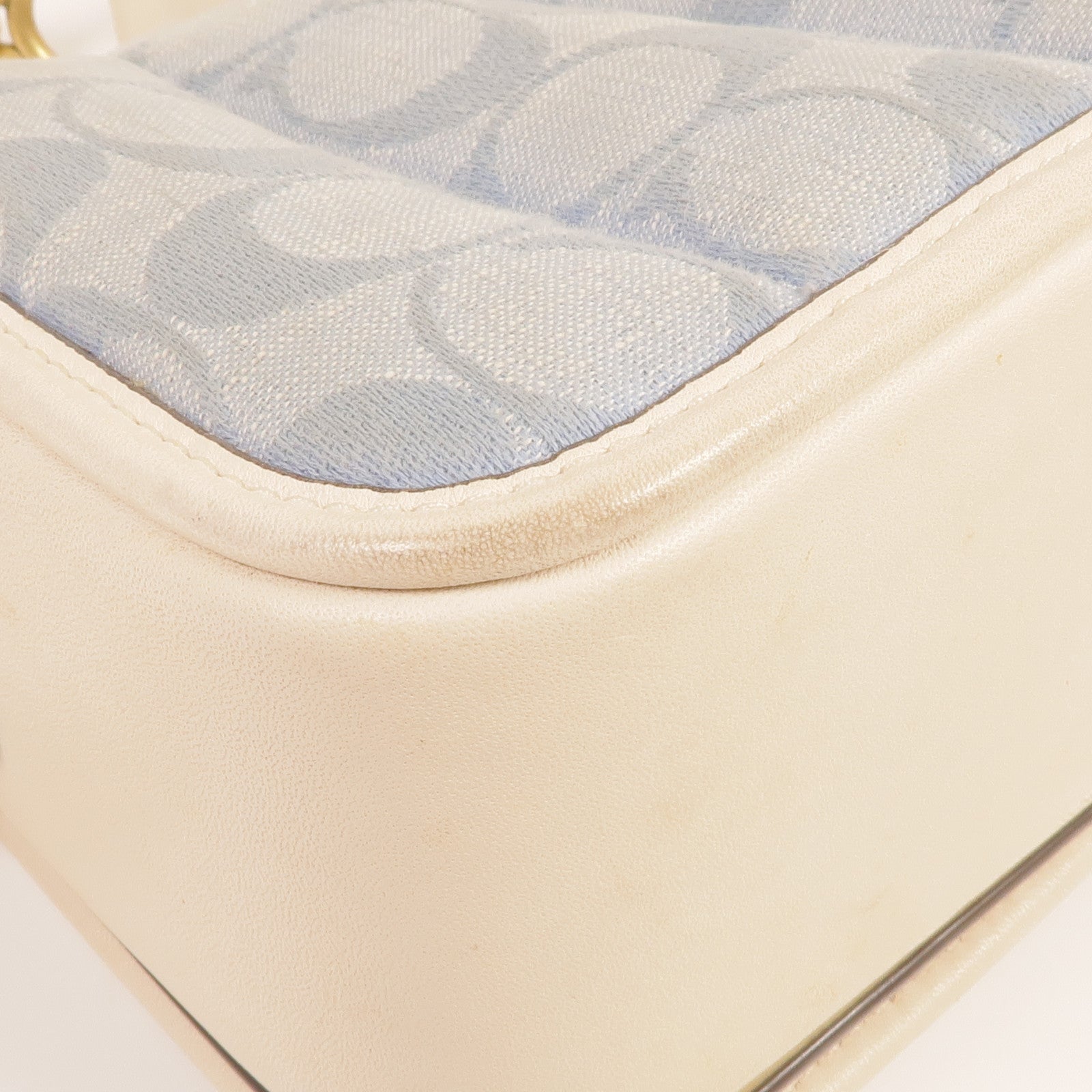 COACH 牛仔布/皮革Shoulder Bag金扣肩背袋