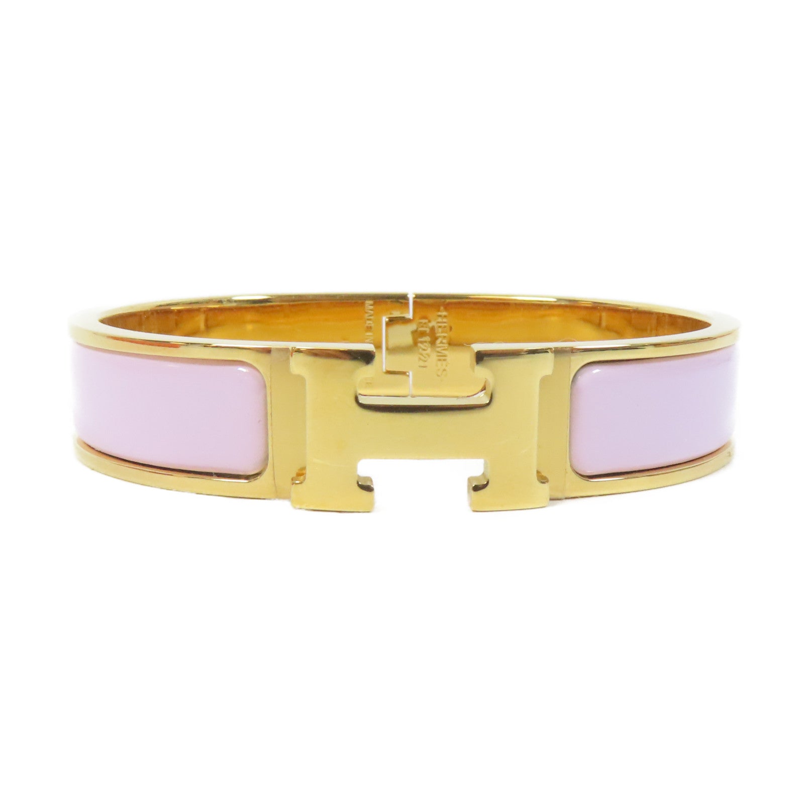 HERMES 金屬Clic H Bracelet手鐲粉紅色