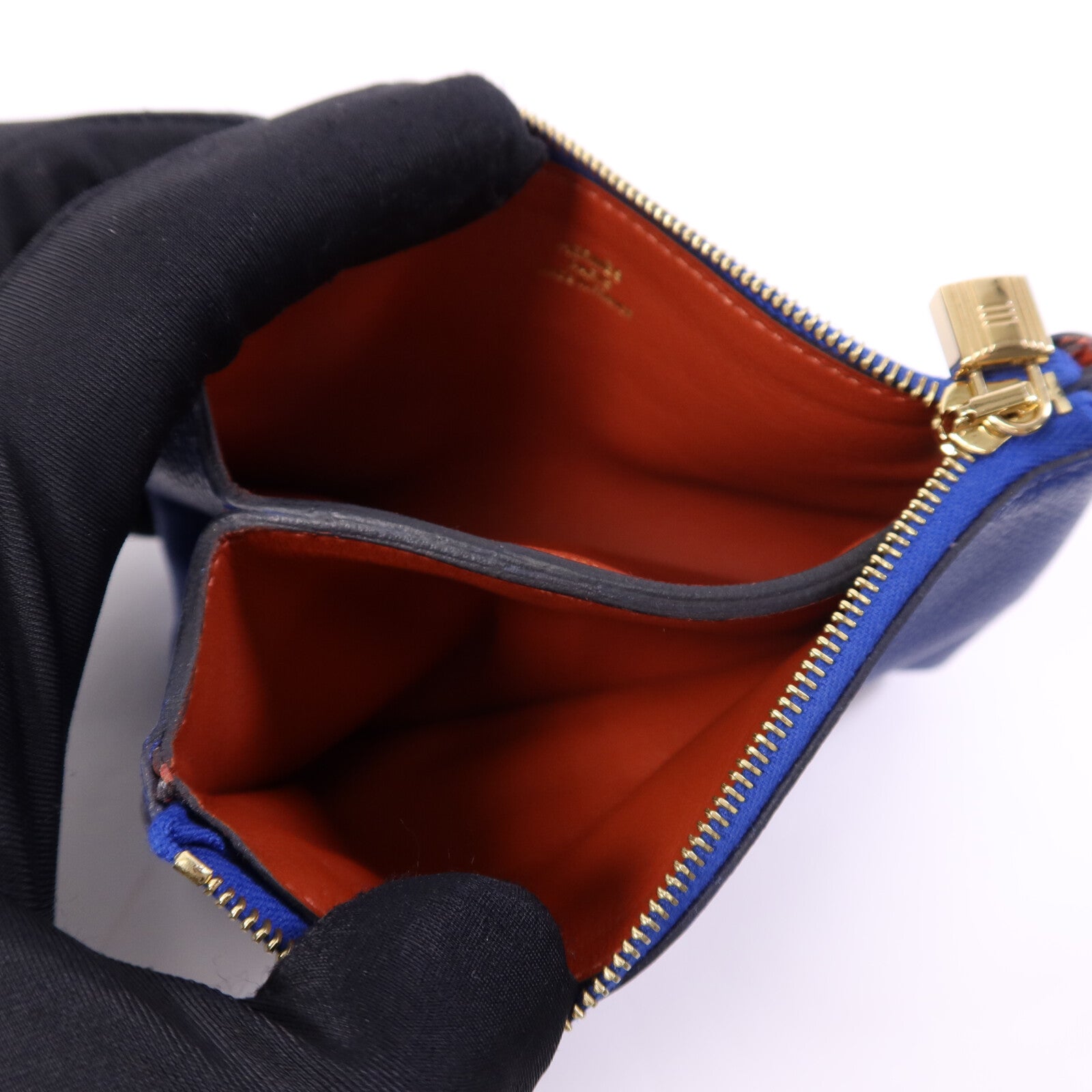 HERMES Evercolor皮革Atout 14 Pouch Card Holder金扣卡片套Bleu Electrique