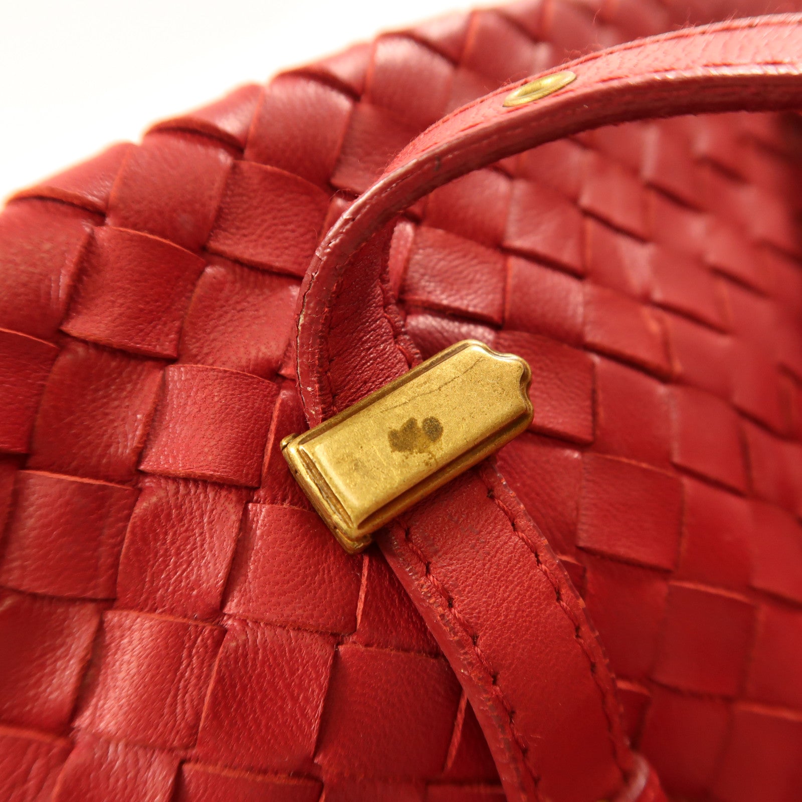 BOTTEGA VENETA 牛皮皮革2 Way Shoulder金扣手挽肩背兩用袋紅色