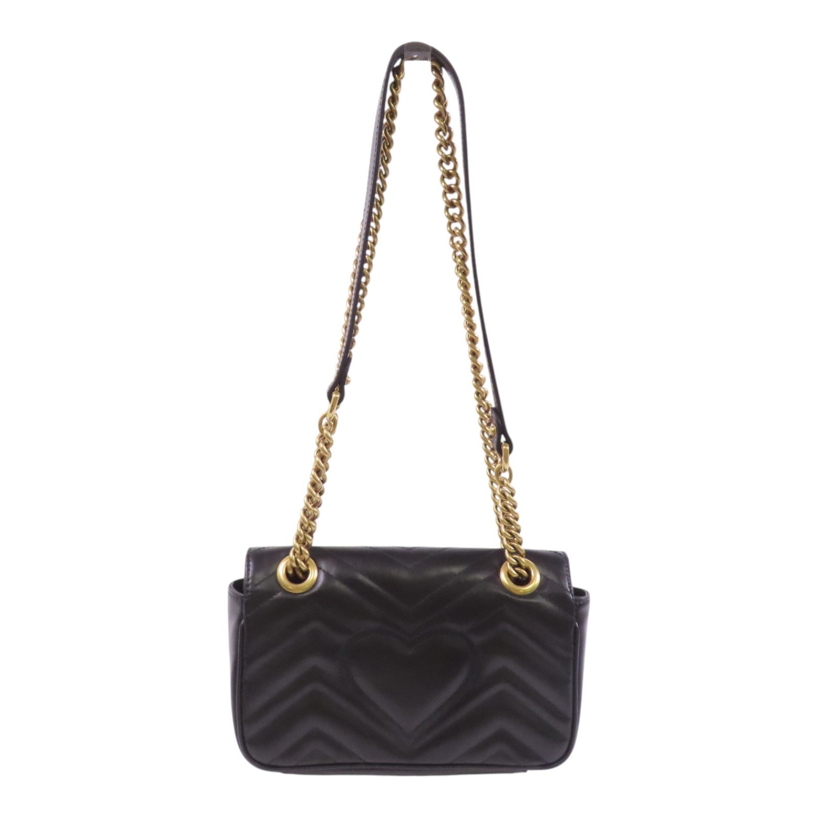 GUCCI 牛皮皮革GG Marmont金扣鏈帶肩背袋