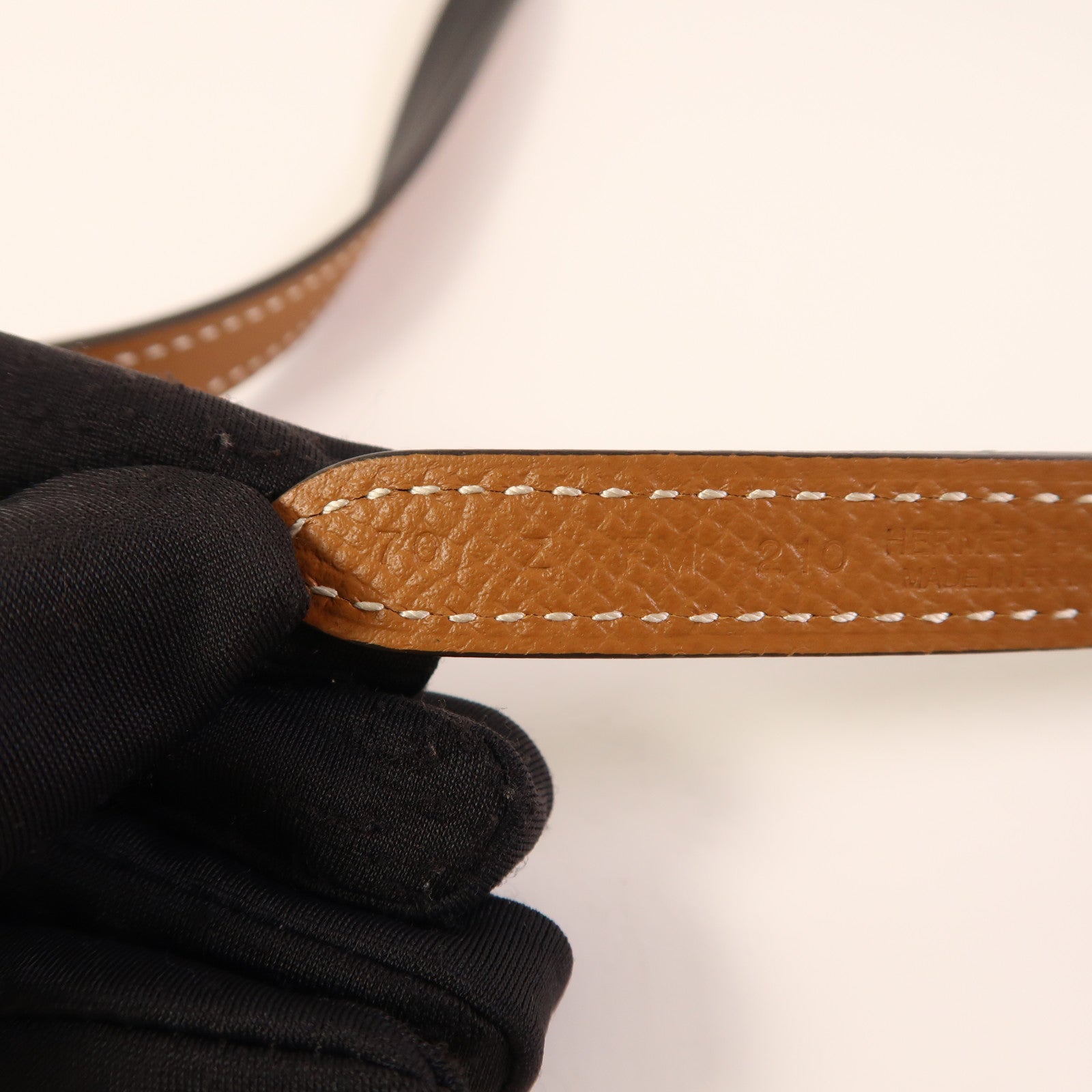 HERMES Epsom皮革/Swift皮革Focus Belt Buckle金扣皮帶Gold/Noir