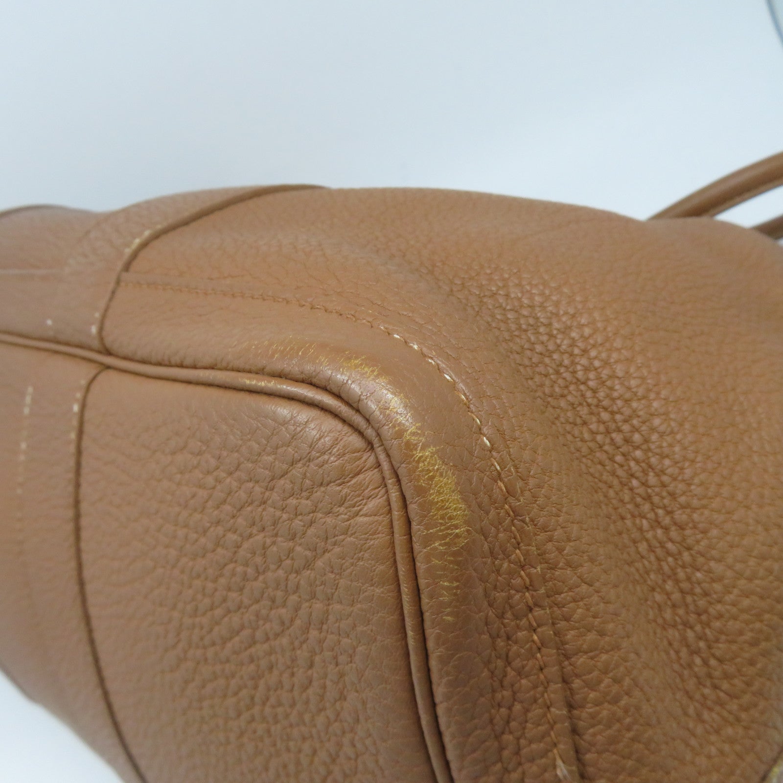 HERMES **【激減優惠】Clemence皮革Garden Party PM銀扣手挽袋啡色