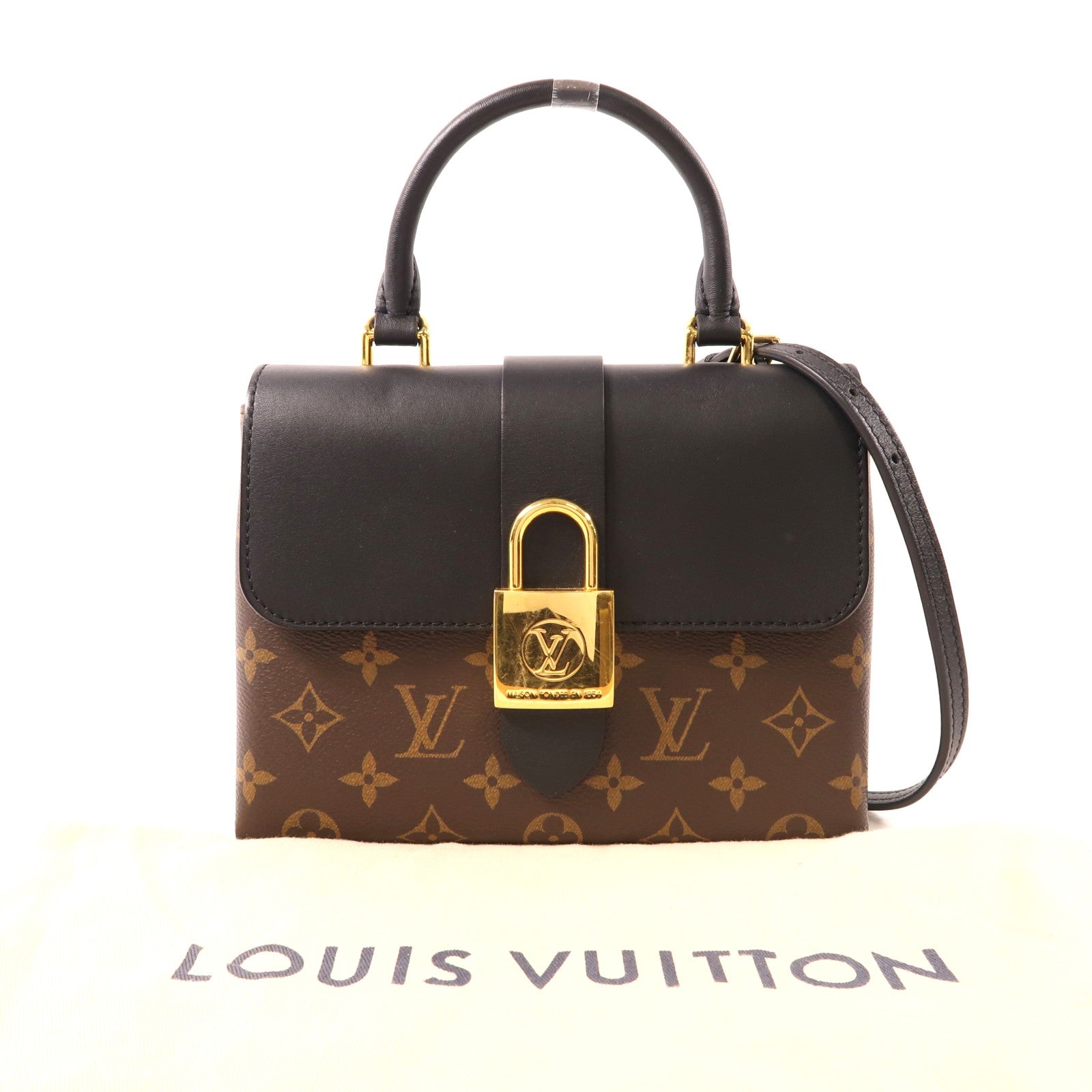 LOUIS VUITTON Monogram Locky BB金扣手挽肩背兩用袋棕色
