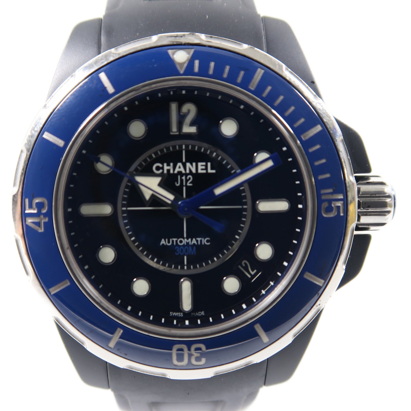 CHANEL J12 不鏽鋼/橡膠帶手錶自動機芯深藍色