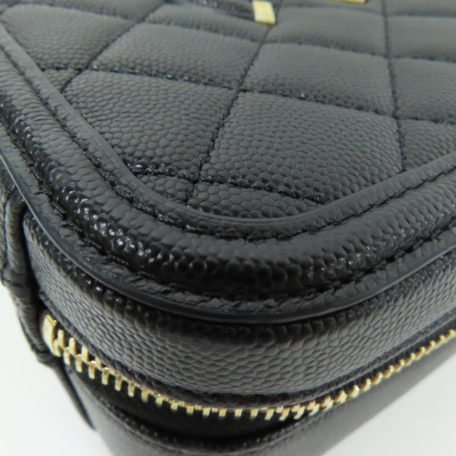 CHANEL 牛皮皮革Vanity Case金扣鏈帶手挽肩背兩用袋