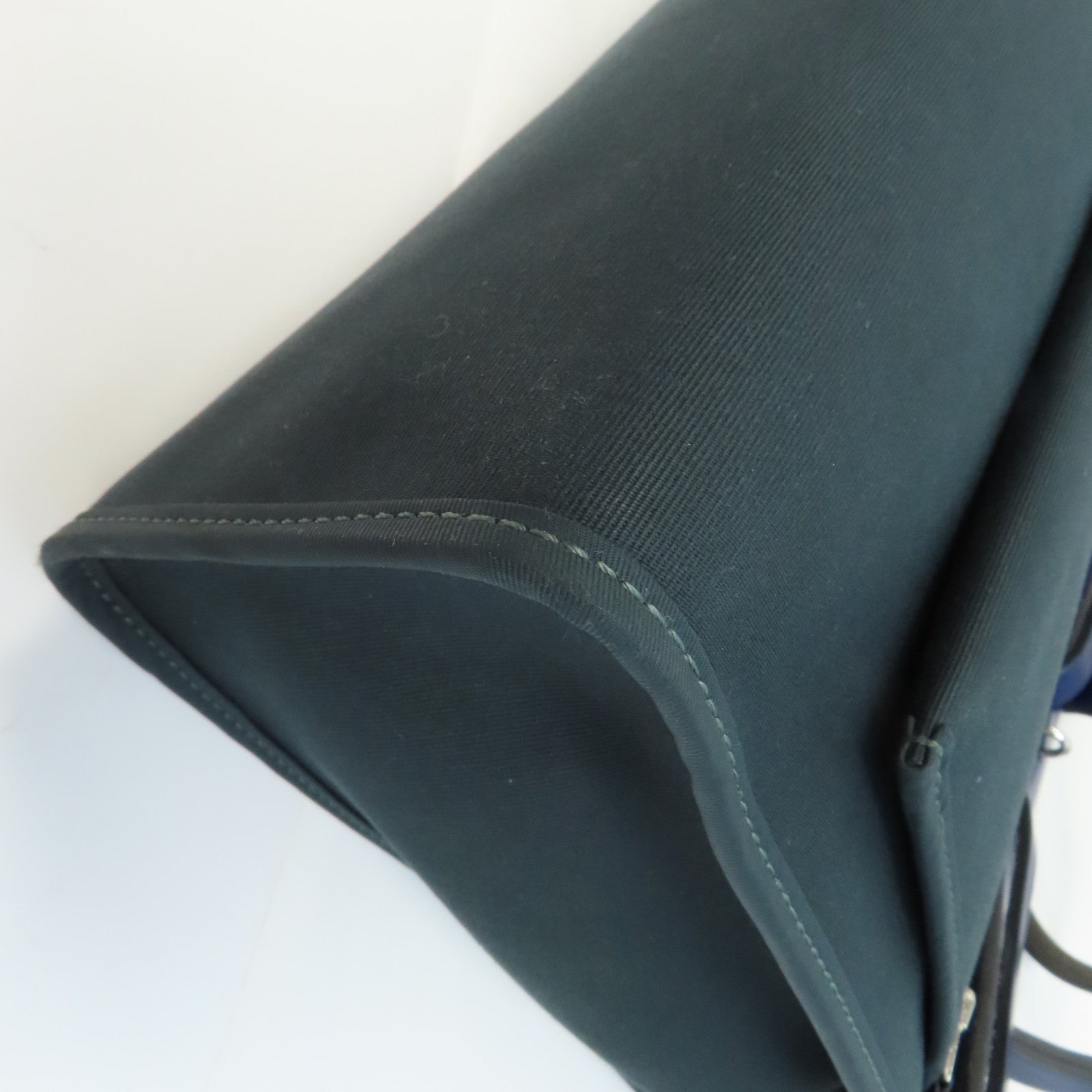 HERMES 帆布Herbag PM銀扣手挽肩背兩用袋Vert Cypres/綠色/藍色