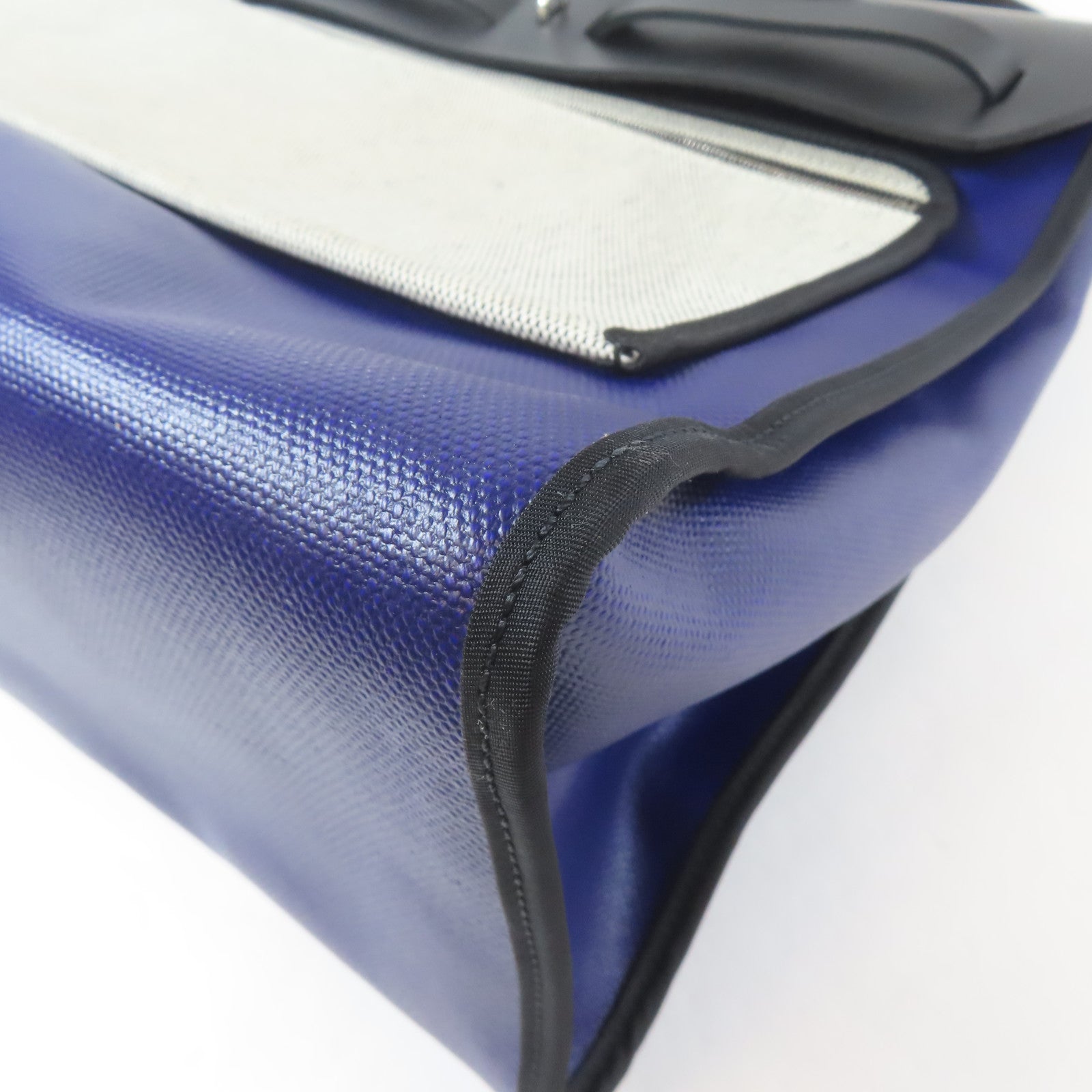 HERMES 塗層帆布Herbag MM銀扣手挽肩背兩用袋紫色/黑色