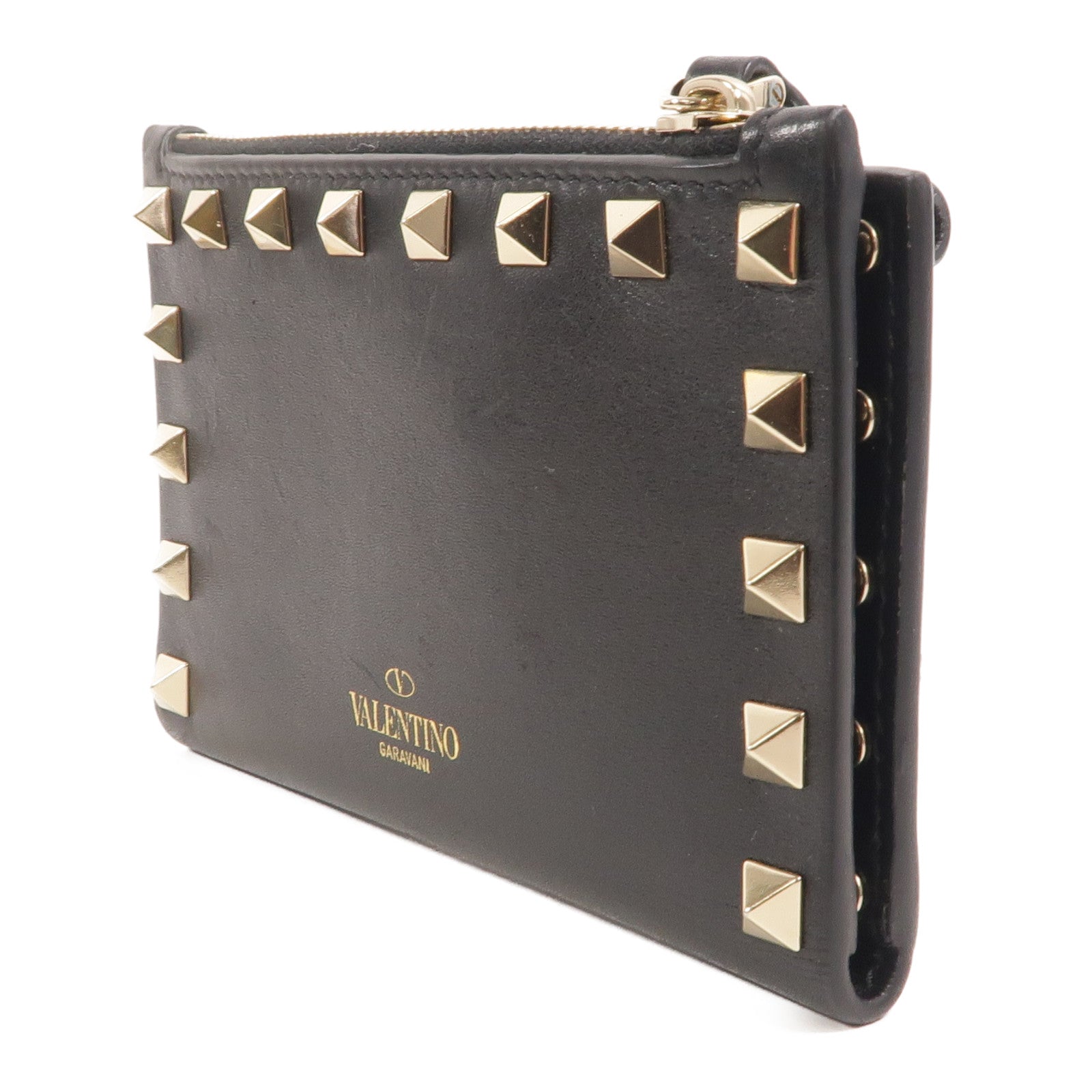 Valentino 牛皮皮革Rockstud Zipped Card Holder卡片套