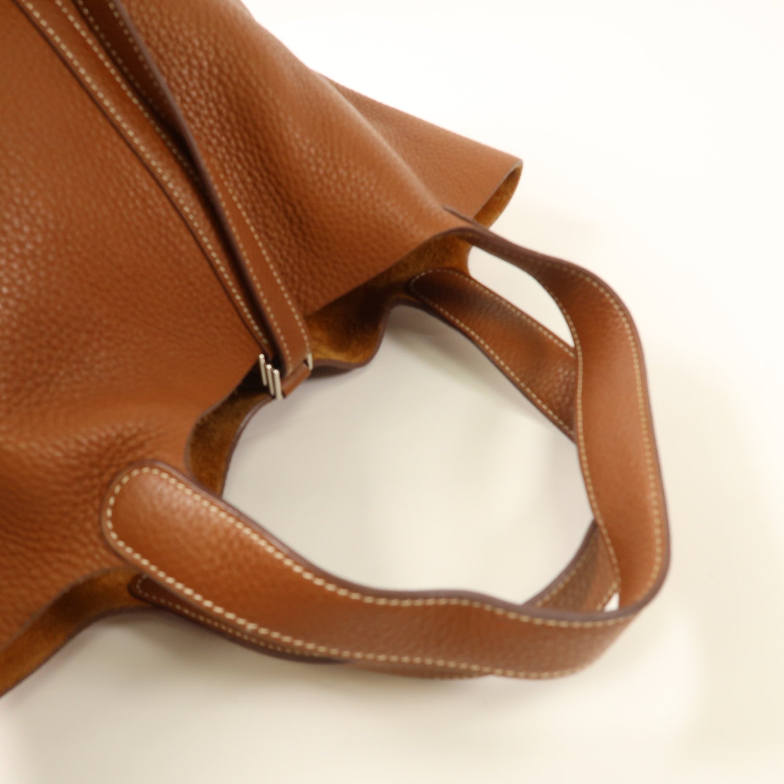 HERMES Clemence皮革Picotin MM銀扣手挽袋Gold