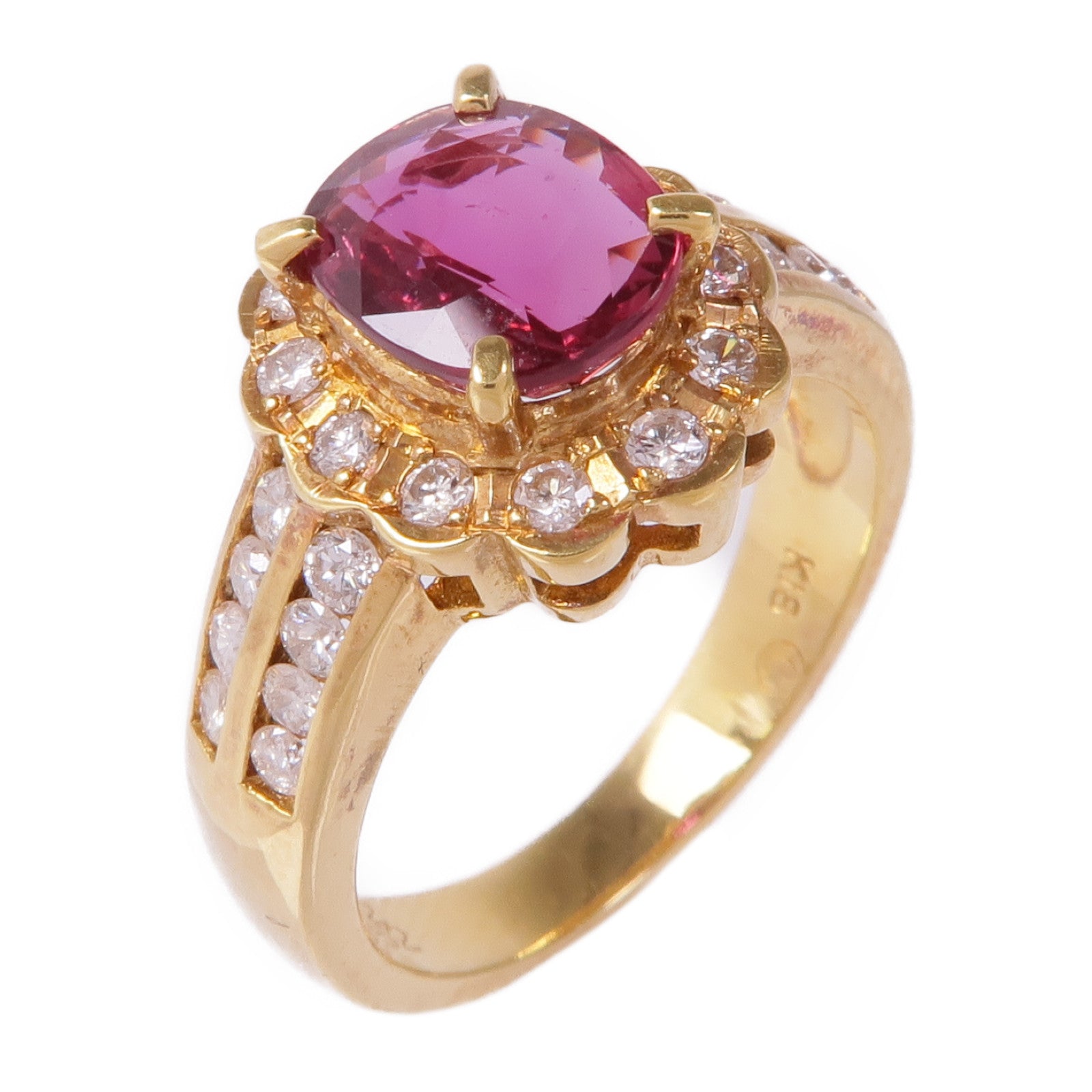 JEWELRY 18K黃金Ruby Diamond Ring紅寶石/鑽石戒指US#5.75