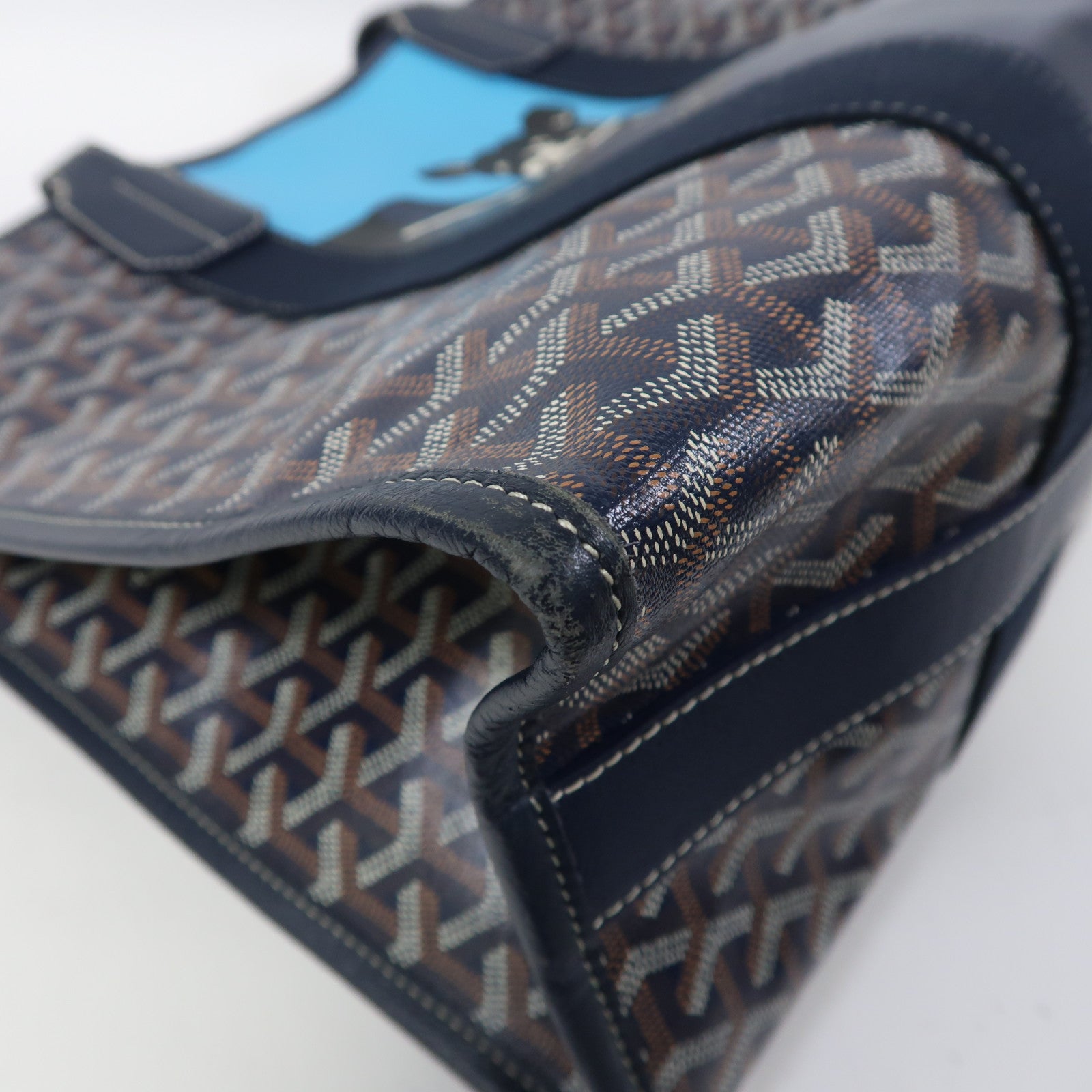 GOYARD 塗層帆布/皮革Villette肩背袋藍色