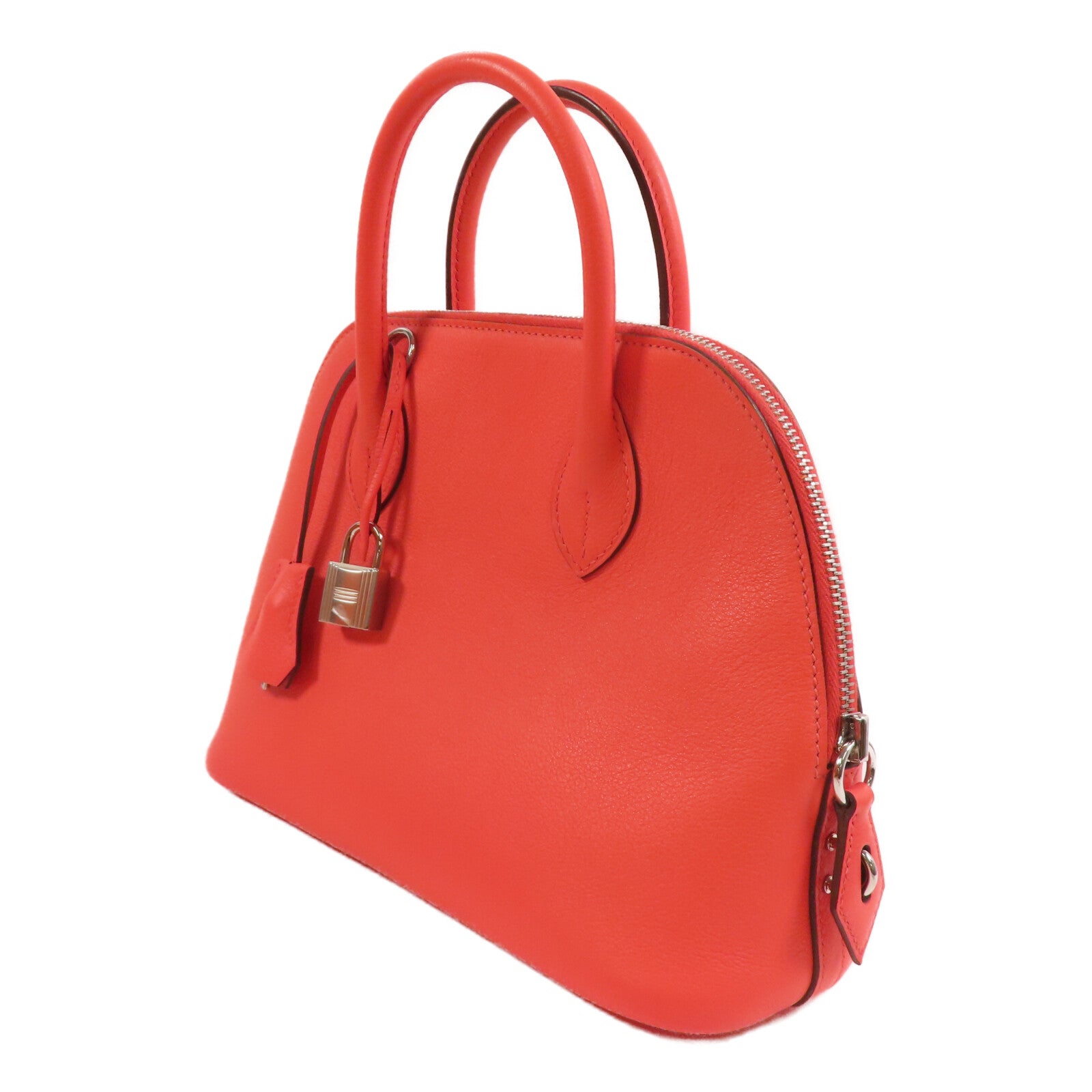 HERMES Evercolor皮革Bolide 1923 25銀扣手挽肩背兩用袋Rose Texas