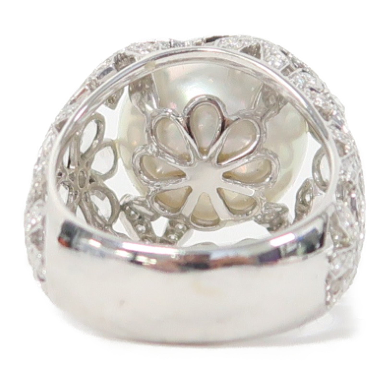 JEWELRY 18K白金Diamond Pearl Ring 1.01ct/0.71ct鑽石珍珠戒指US#6.5