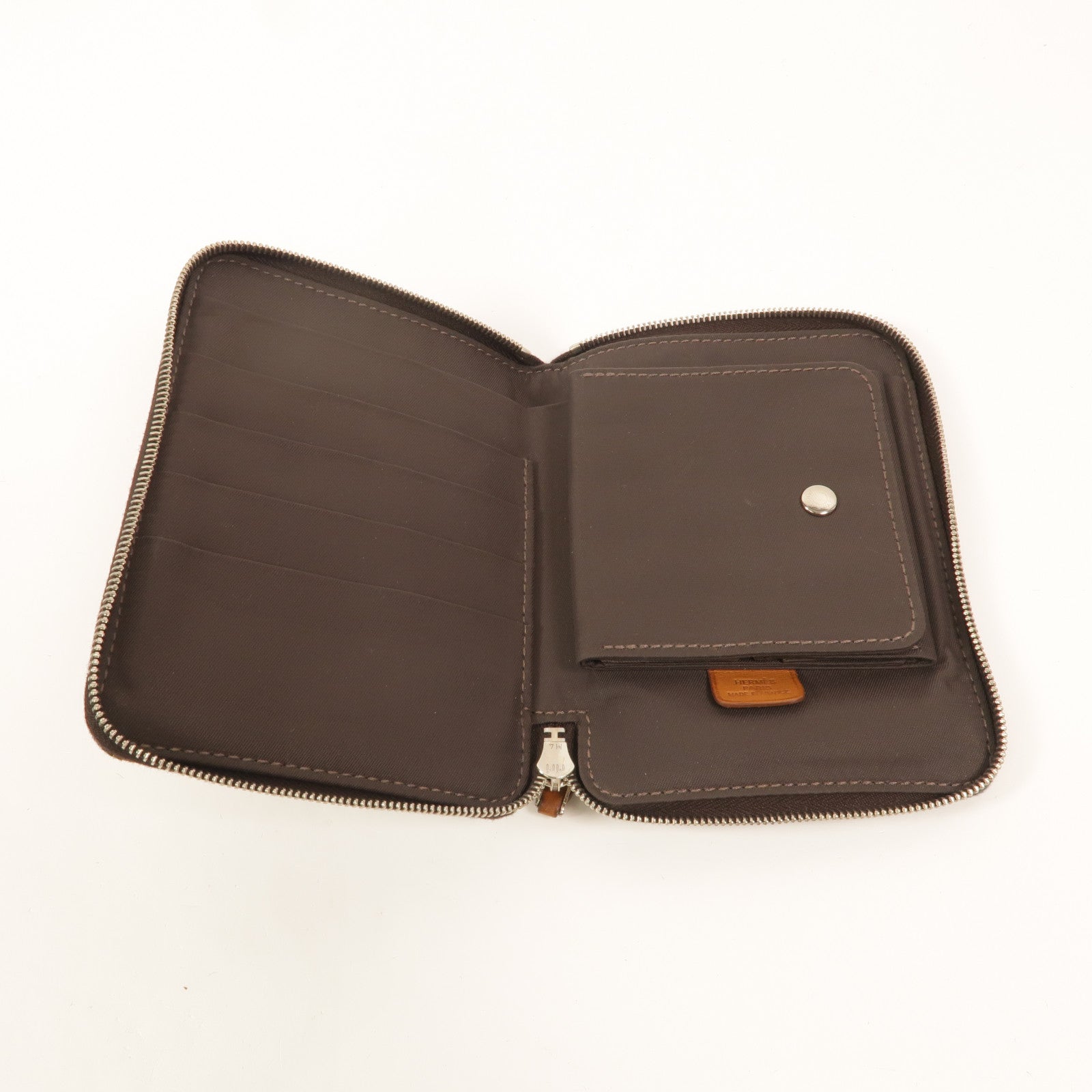 HERMES 帆布Steeple PM錢包Celeste/Ecorce
