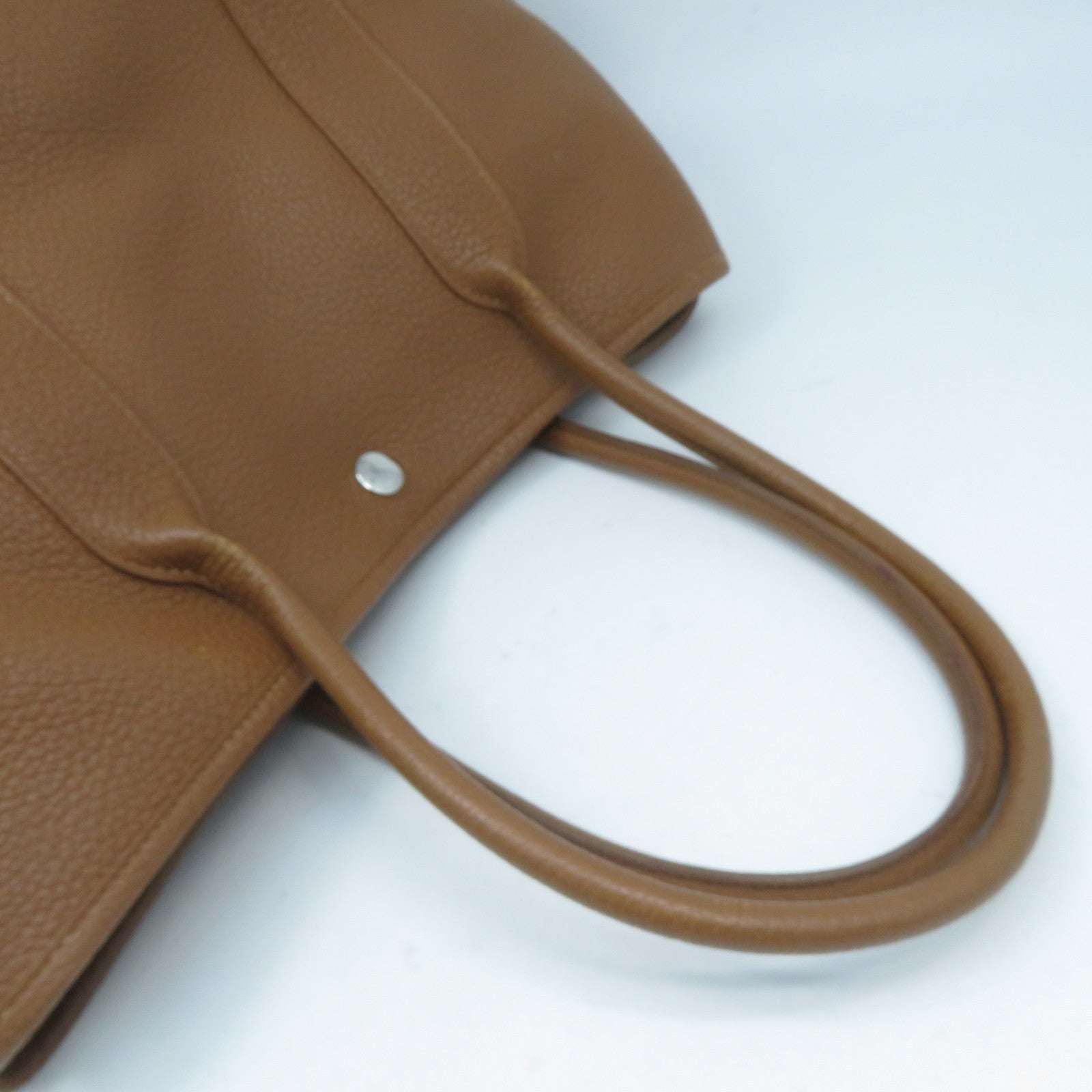 HERMES **【激減優惠】Clemence皮革Garden Party PM銀扣手挽袋啡色