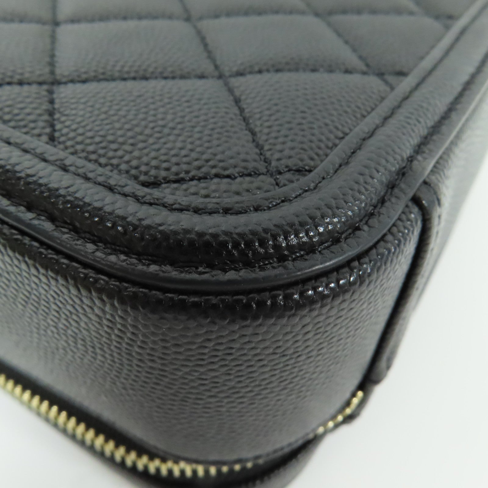 CHANEL 牛皮皮革Vanity Case金扣鏈帶手挽肩背兩用袋