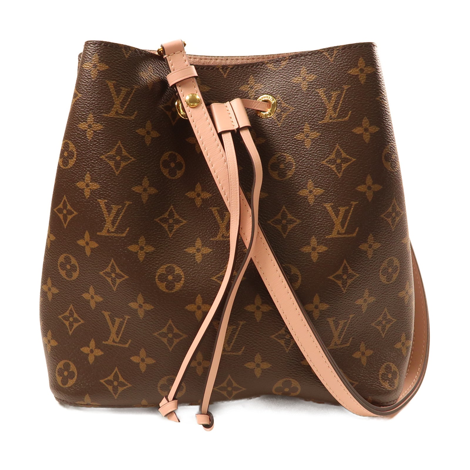 LOUIS VUITTON Monogram Neo Noe金扣手挽肩背兩用袋啡色/粉紅色