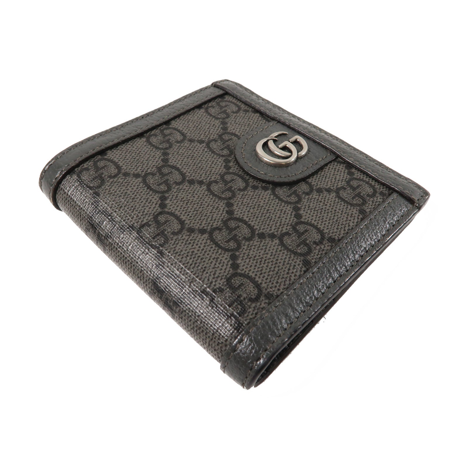 GUCCI 【激減優惠】塗層帆布Ophidia GG Wallet銀扣折疊錢包灰色