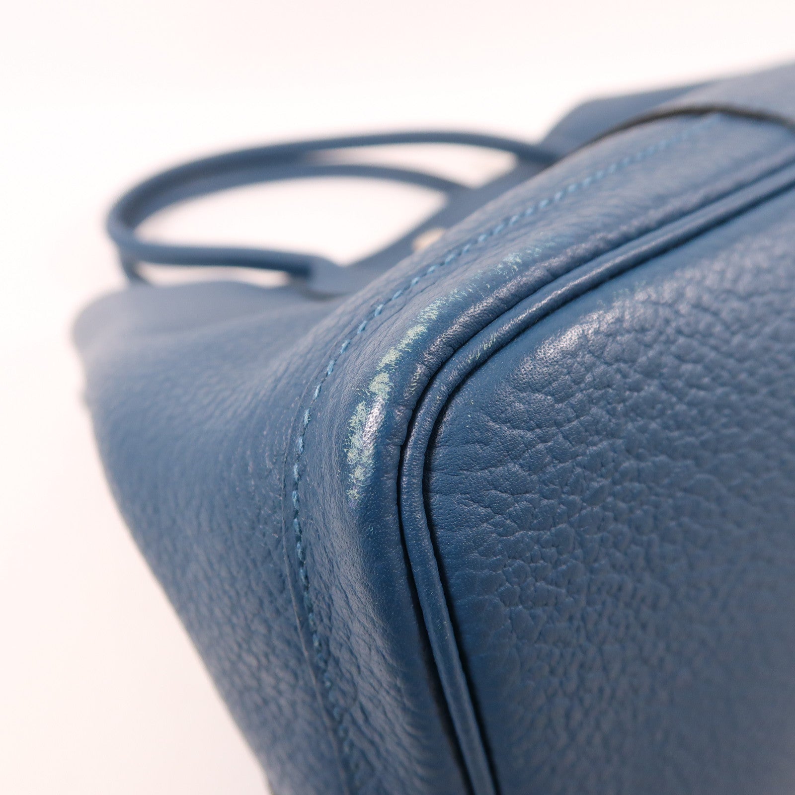 HERMES Negonda皮革Garden Party PM銀手挽袋扣Bleu Agate