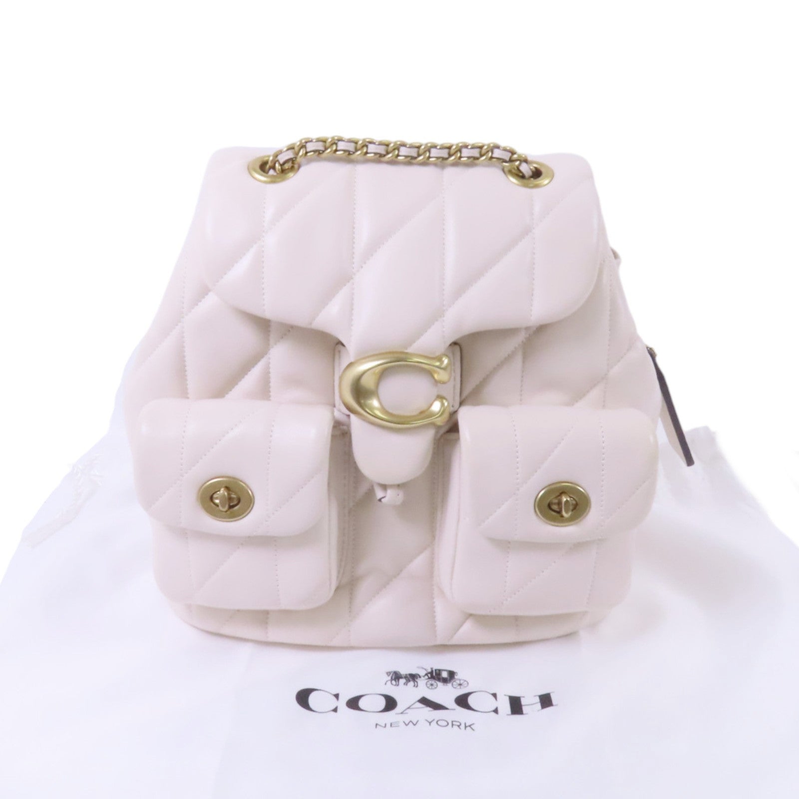 COACH 牛皮皮革Rucksack金扣背包