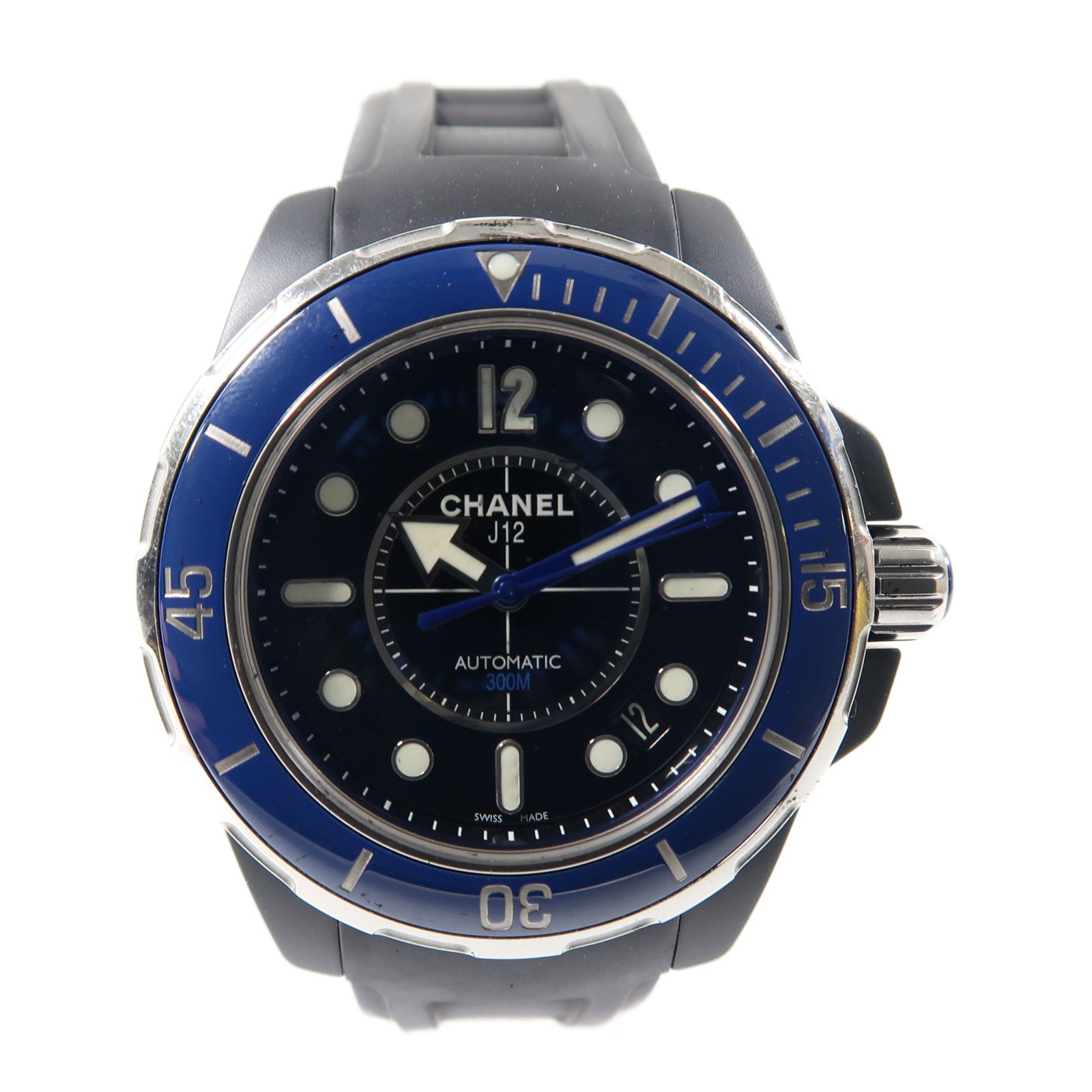 CHANEL J12 不鏽鋼/橡膠帶手錶自動機芯深藍色