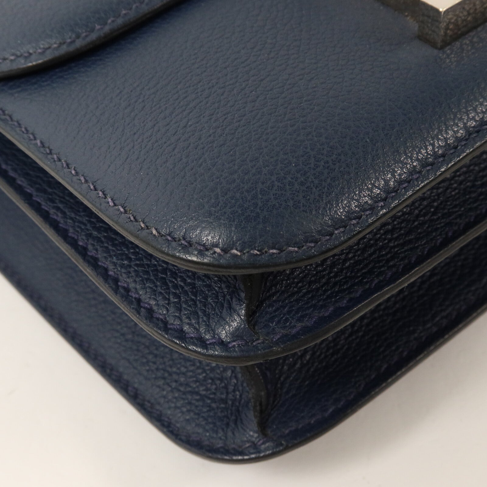 HERMES Evercolor皮革Constance Mini肩背袋Bleu Agate
