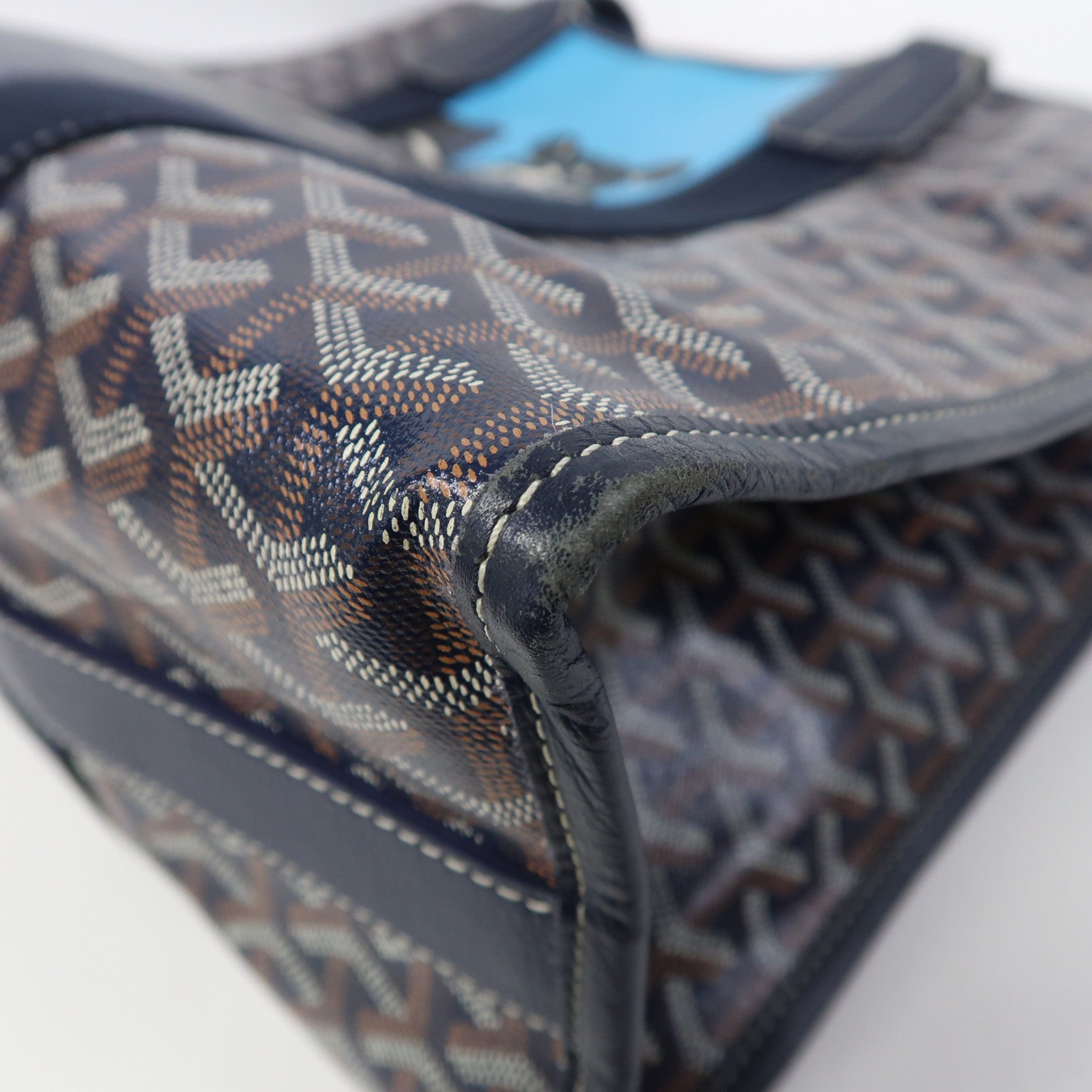 GOYARD 塗層帆布/皮革Villette肩背袋藍色