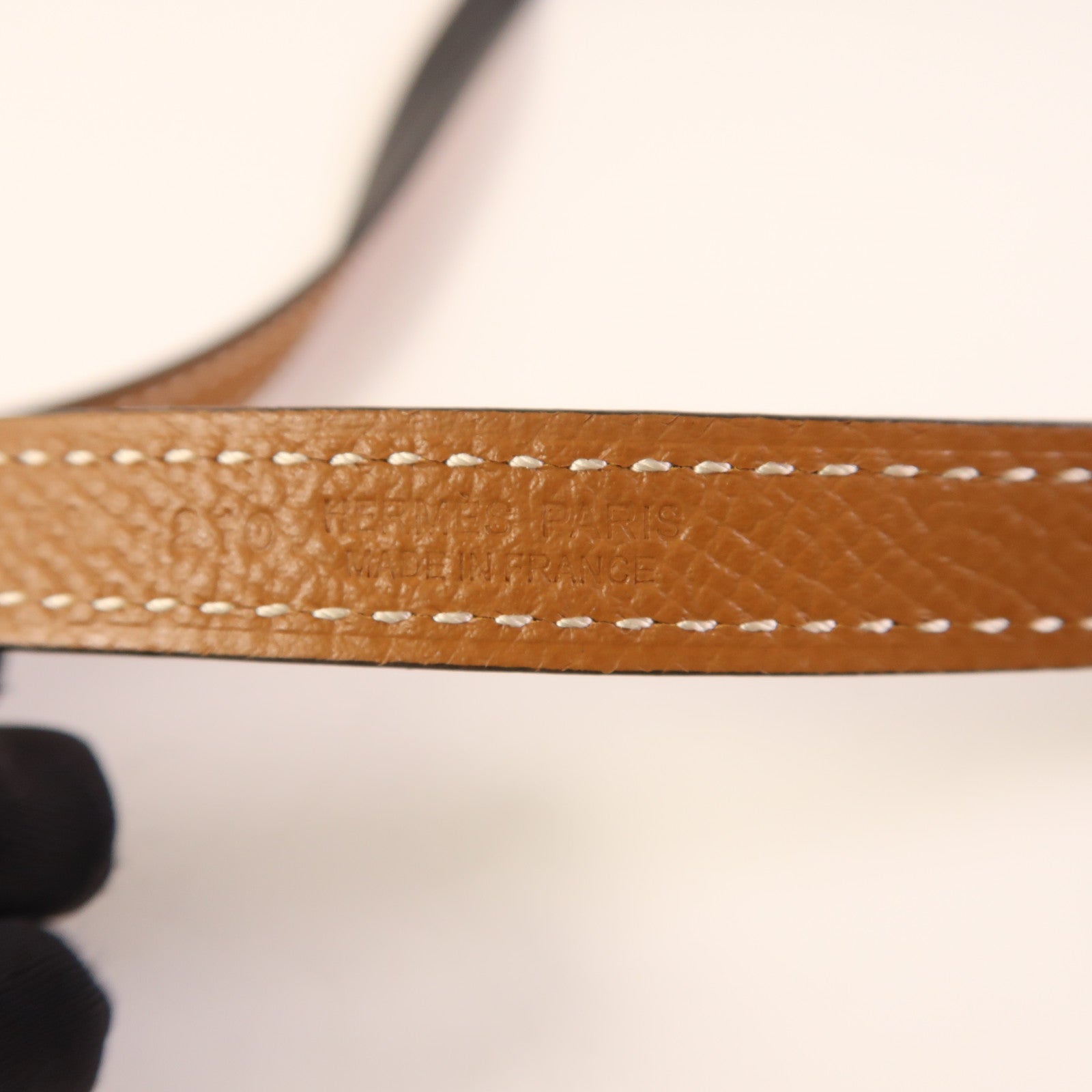 HERMES Epsom皮革/Swift皮革Focus Belt Buckle金扣皮帶Gold/Noir