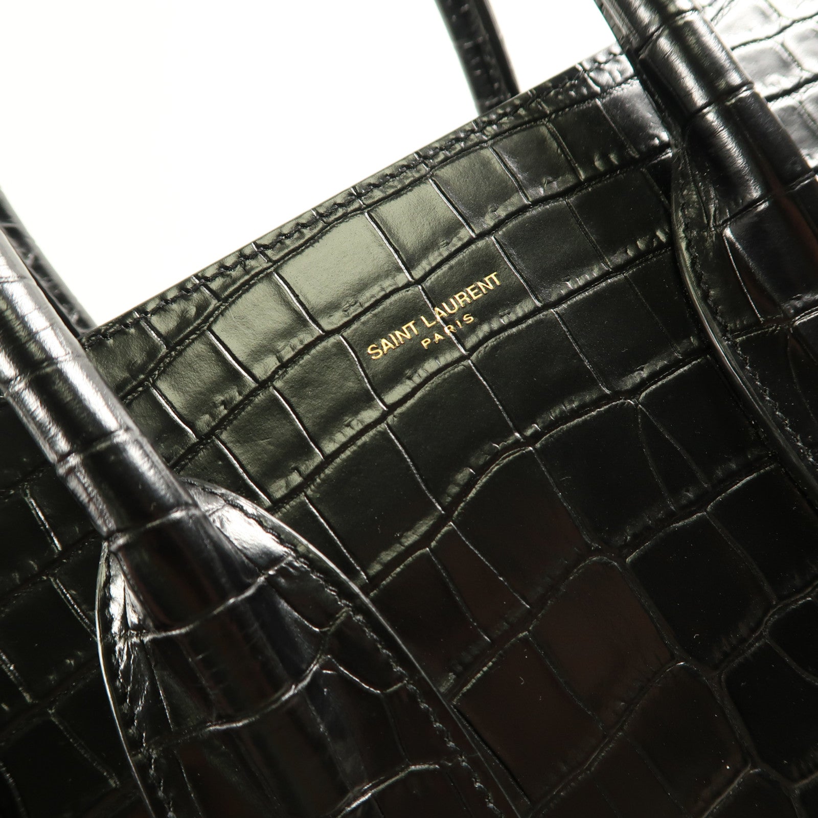 YVES SAINT LAURENT 鱷魚皮革Sac De Jour金扣手挽肩背兩用袋