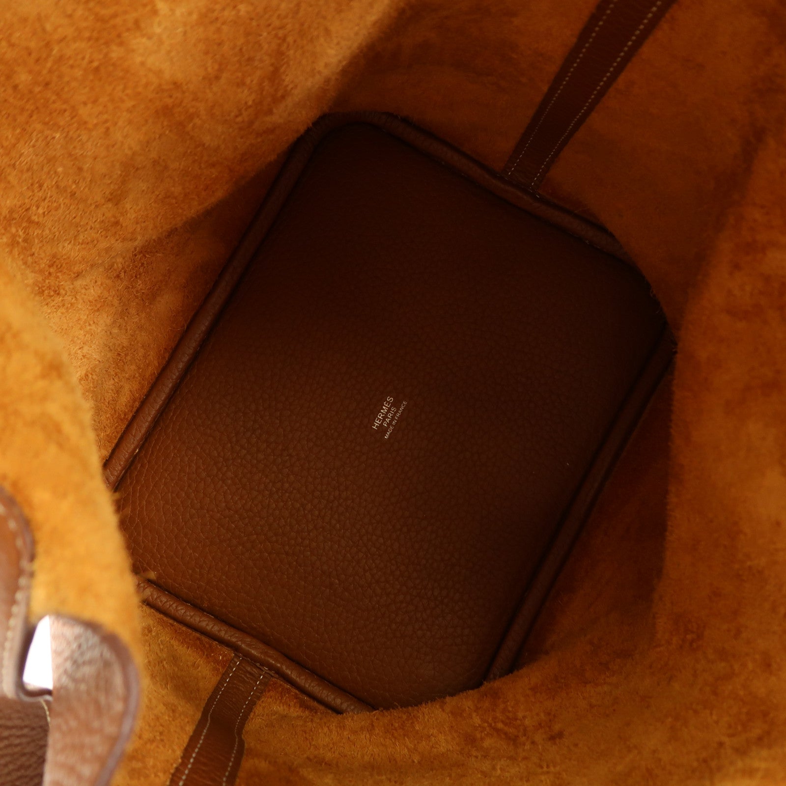 HERMES Clemence皮革Picotin MM銀扣手挽袋Gold