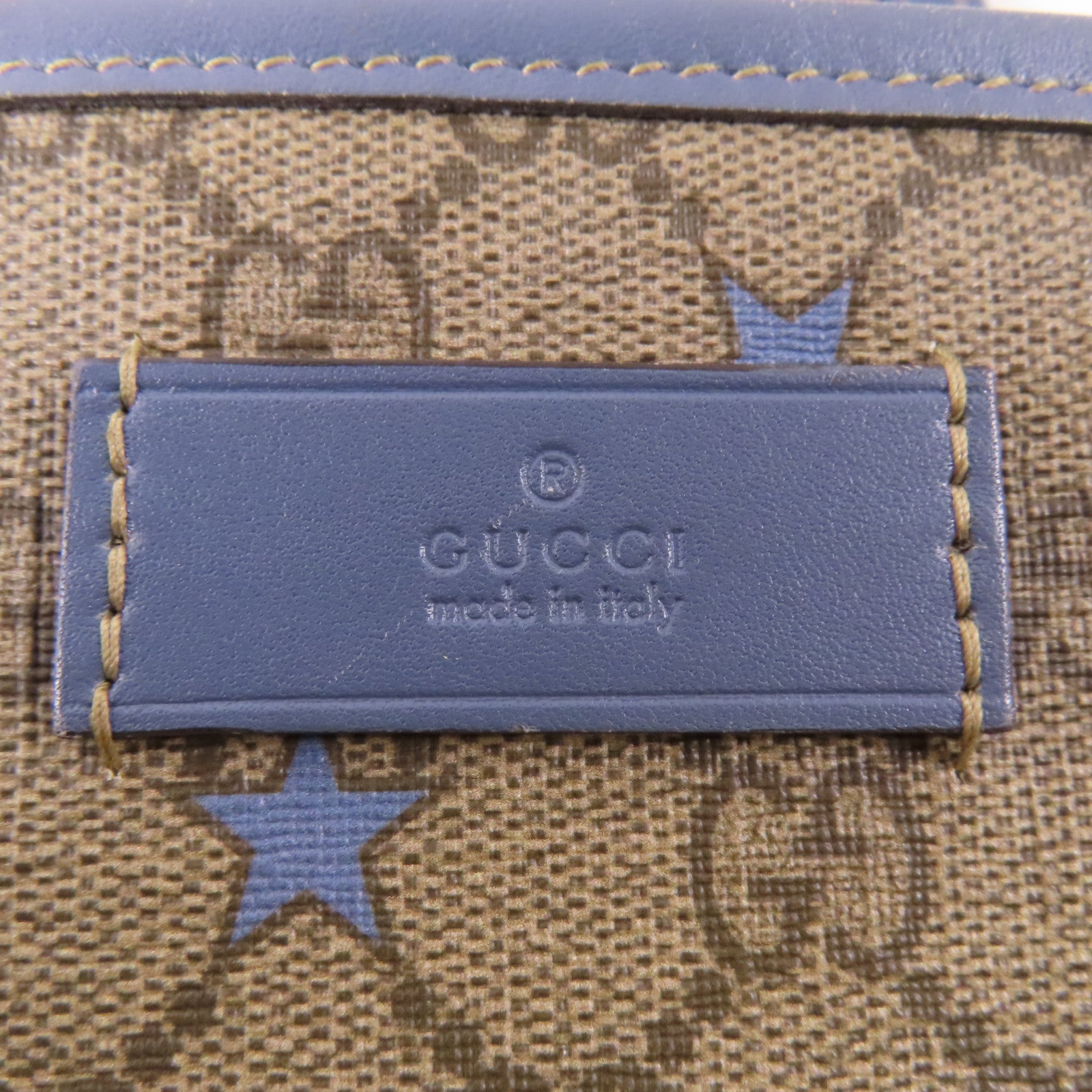 GUCCI GG Tote Bag 309497 PVC Coated Canvas Brown Blue