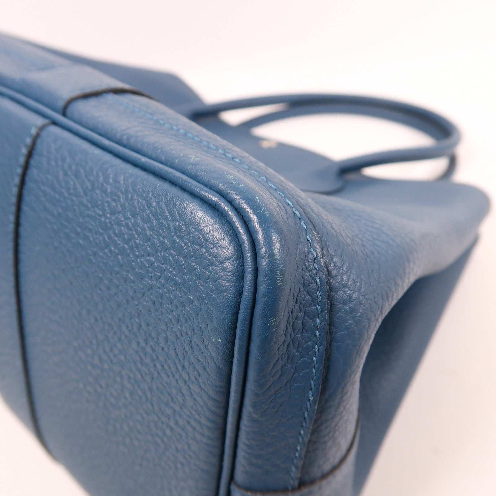 HERMES Negonda皮革Garden Party PM銀手挽袋扣Bleu Agate