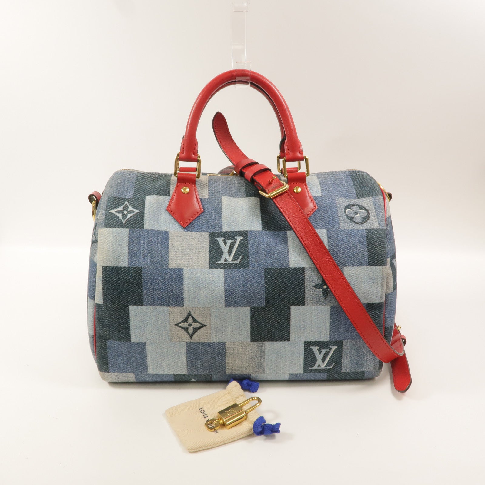 LOUIS VUITTON Monogram Denim Speedy Bandouliere 30手挽肩背兩用袋