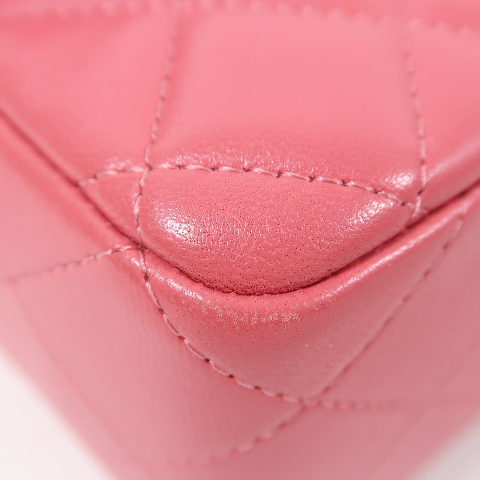 CHANEL 菱格羊皮皮革Classic Flap 20cm銀扣鏈帶肩背袋粉紅色