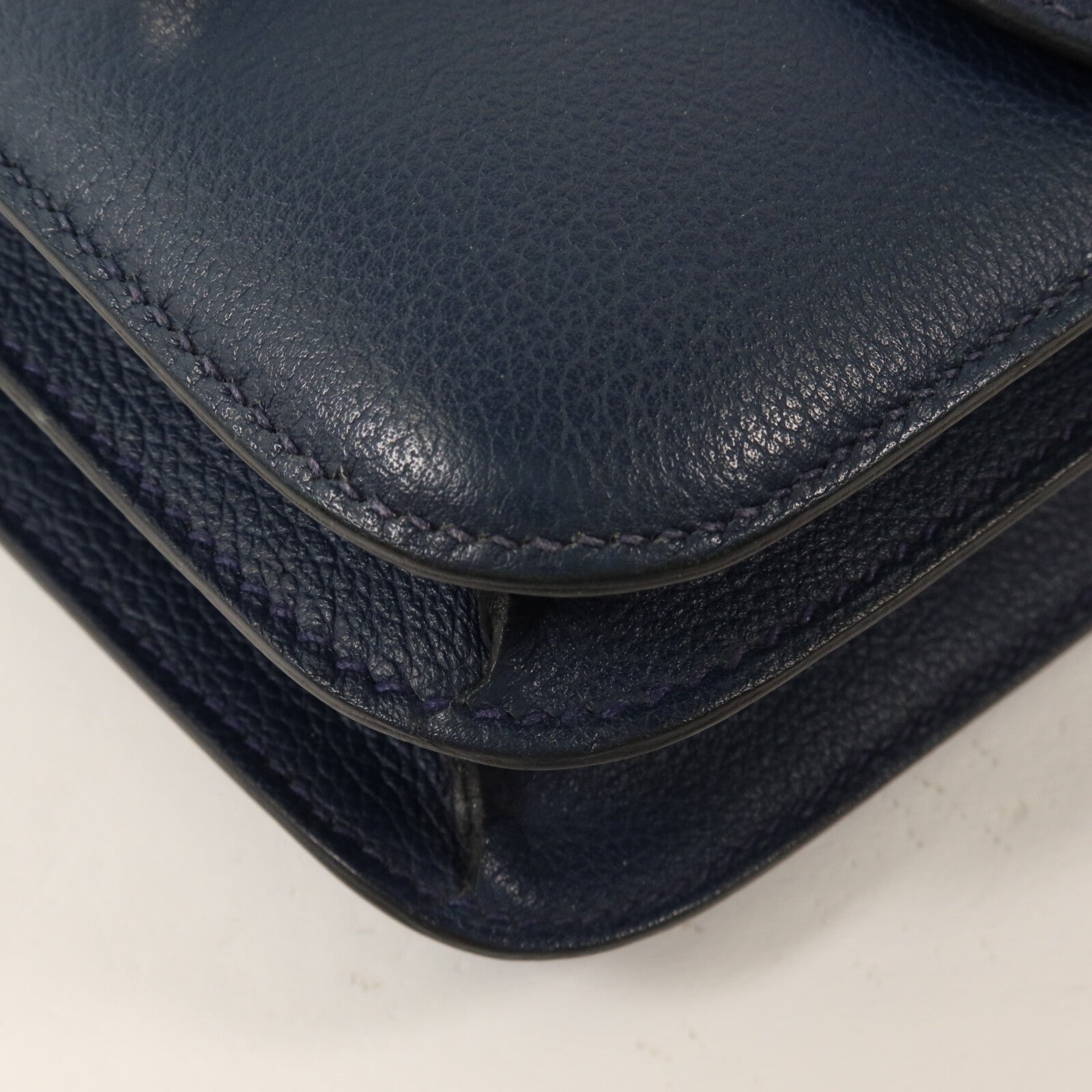 HERMES Evercolor皮革Constance Mini肩背袋Bleu Agate