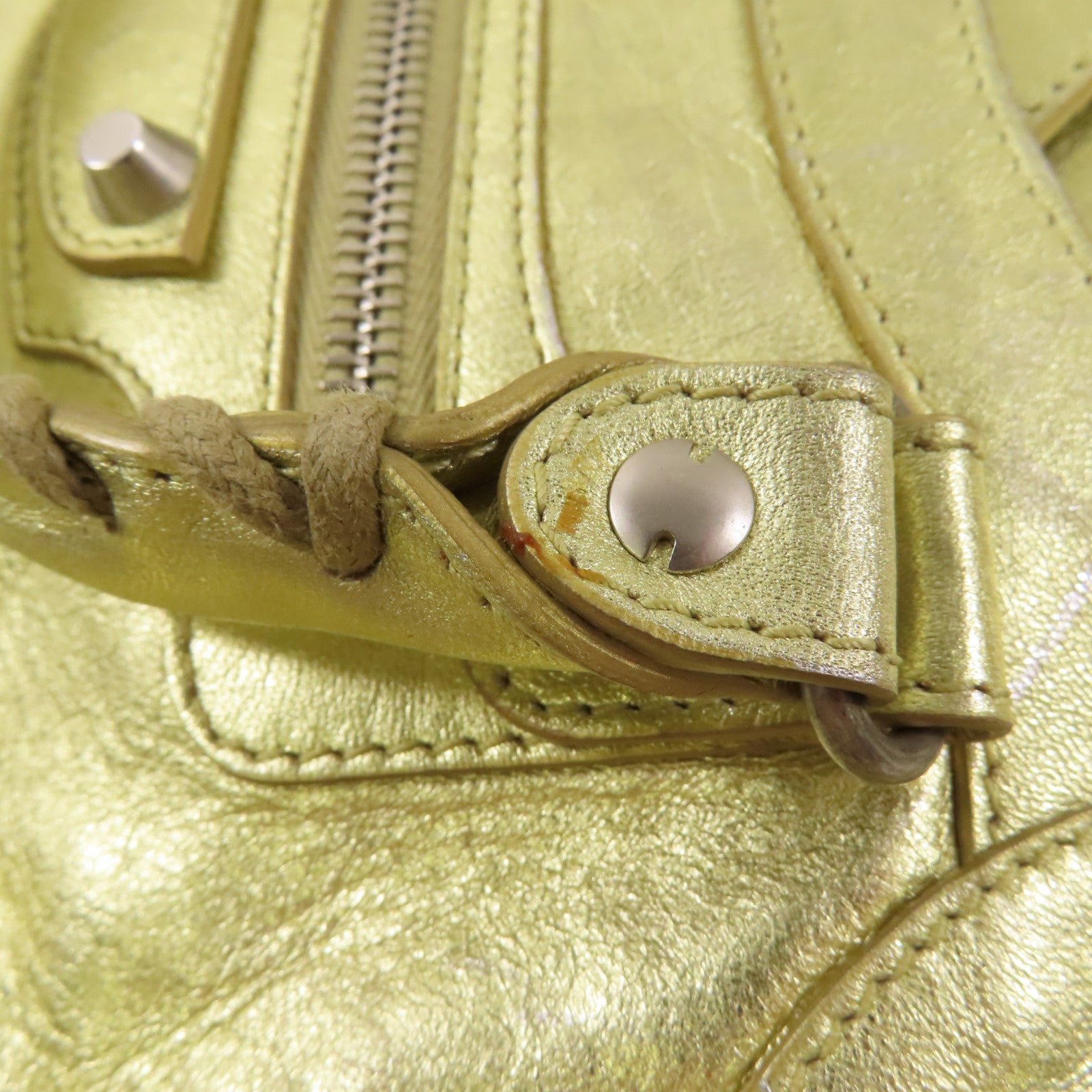 BALENCIAGA 牛皮皮革Mini City銀扣手挽肩背兩用袋