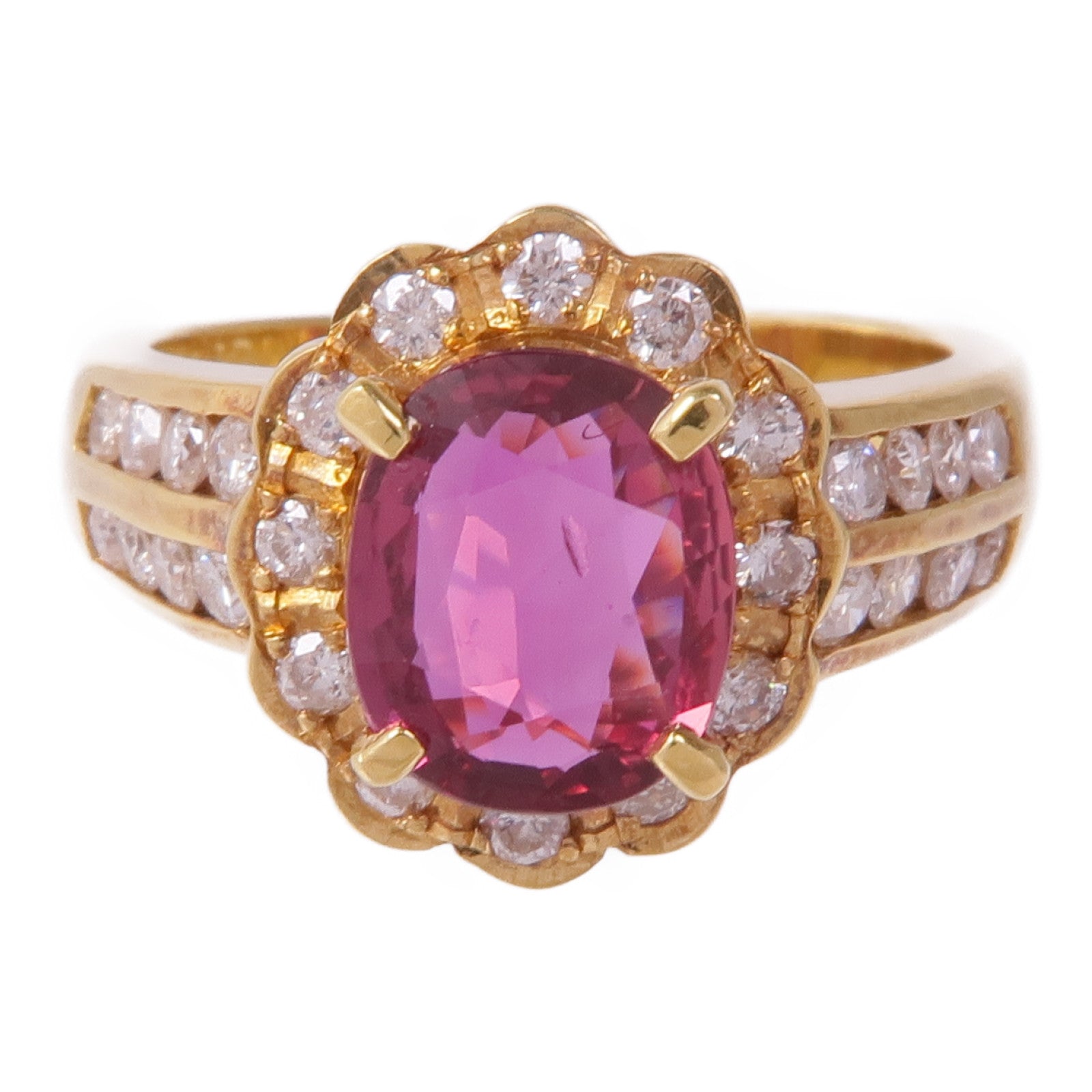 JEWELRY 18K黃金Ruby Diamond Ring紅寶石/鑽石戒指US#5.75