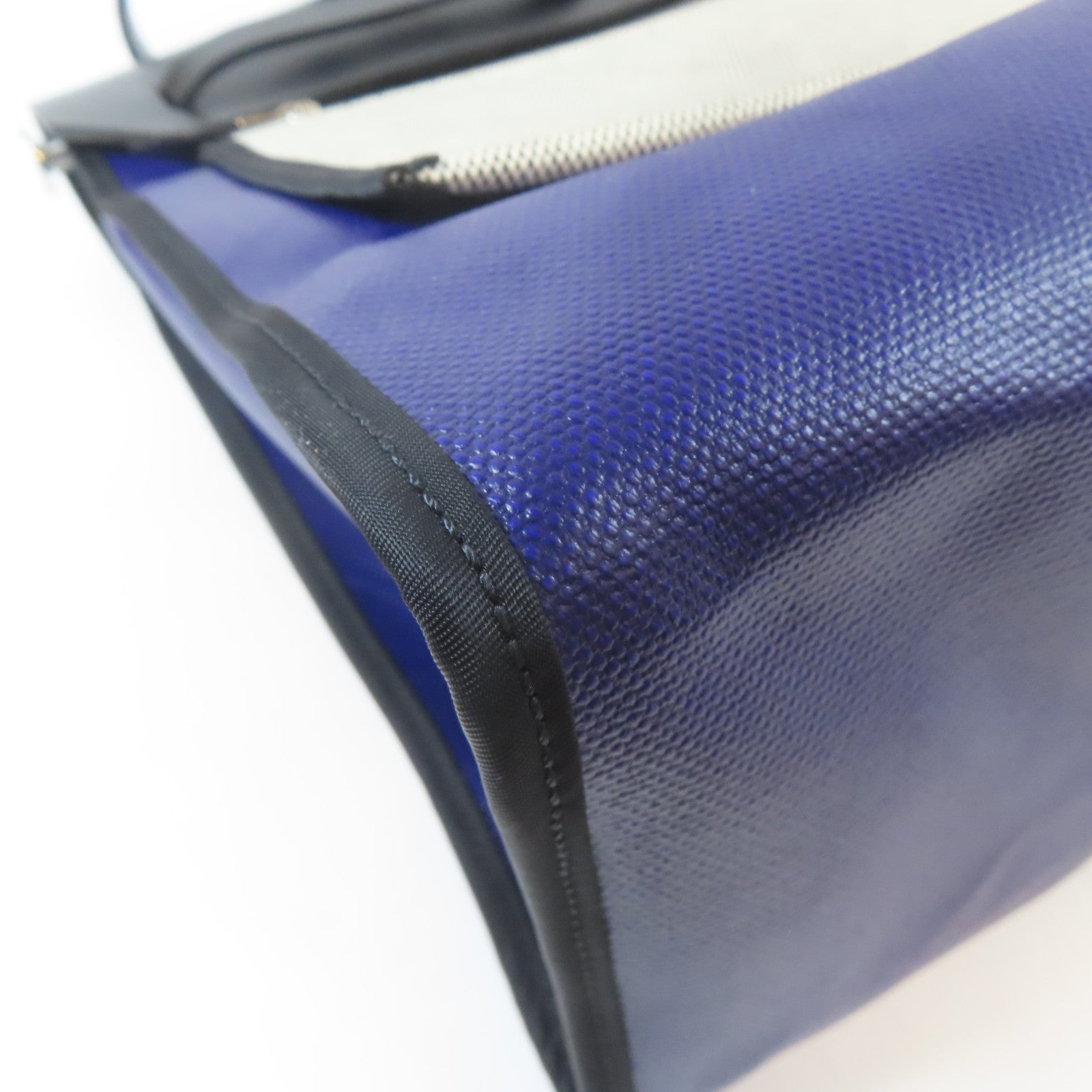 HERMES 塗層帆布Herbag MM銀扣手挽肩背兩用袋紫色/黑色