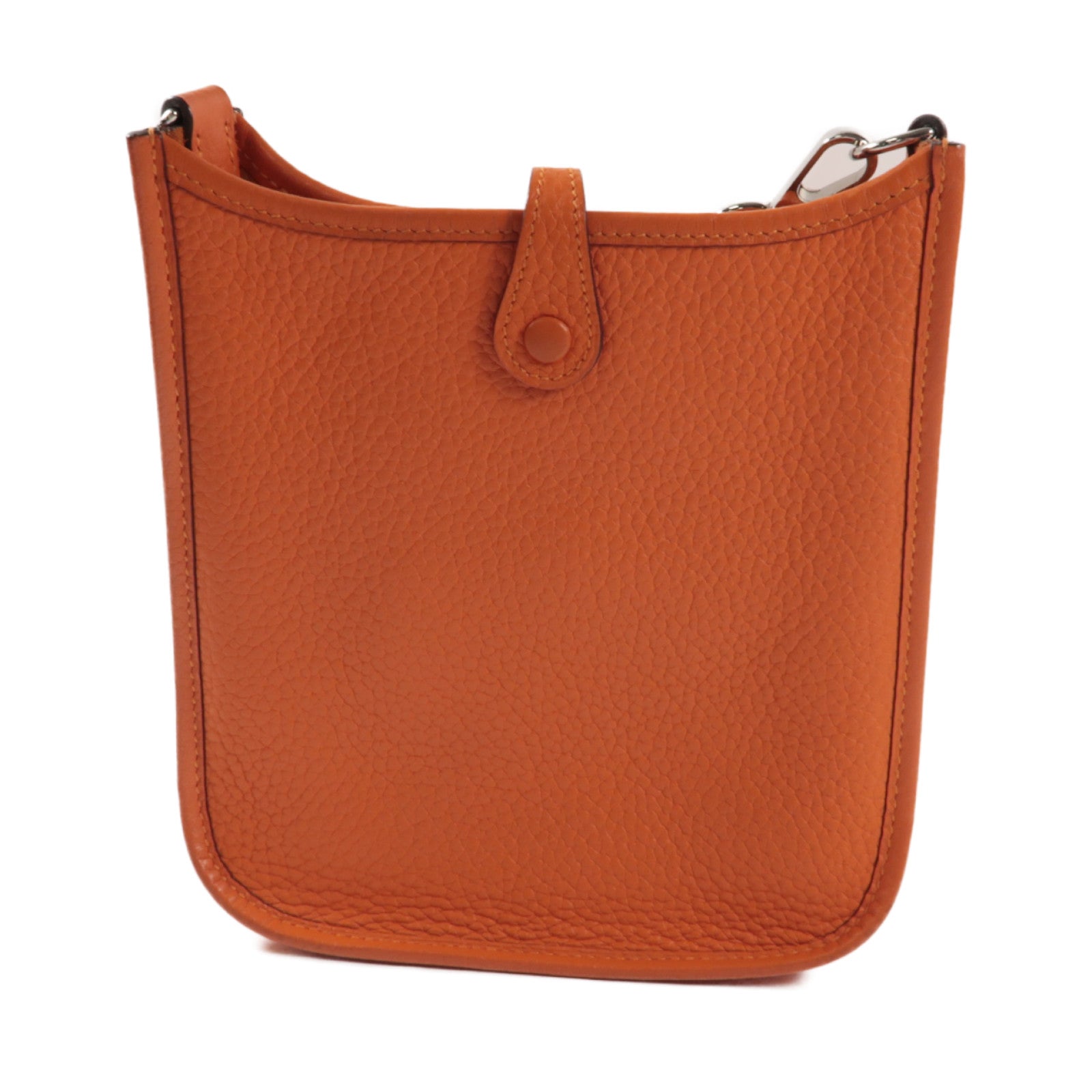 HERMES Clemence皮革Evelyne TPM銀扣肩背袋橙色