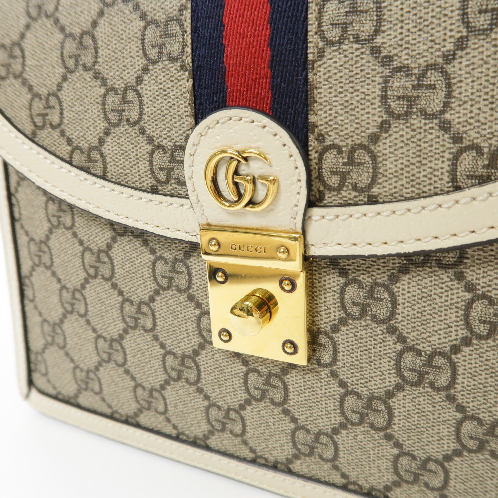 GUCCI GG GHW 2 Way Shoulder Hand Bag PVC coated canvas 651055 White/Brown