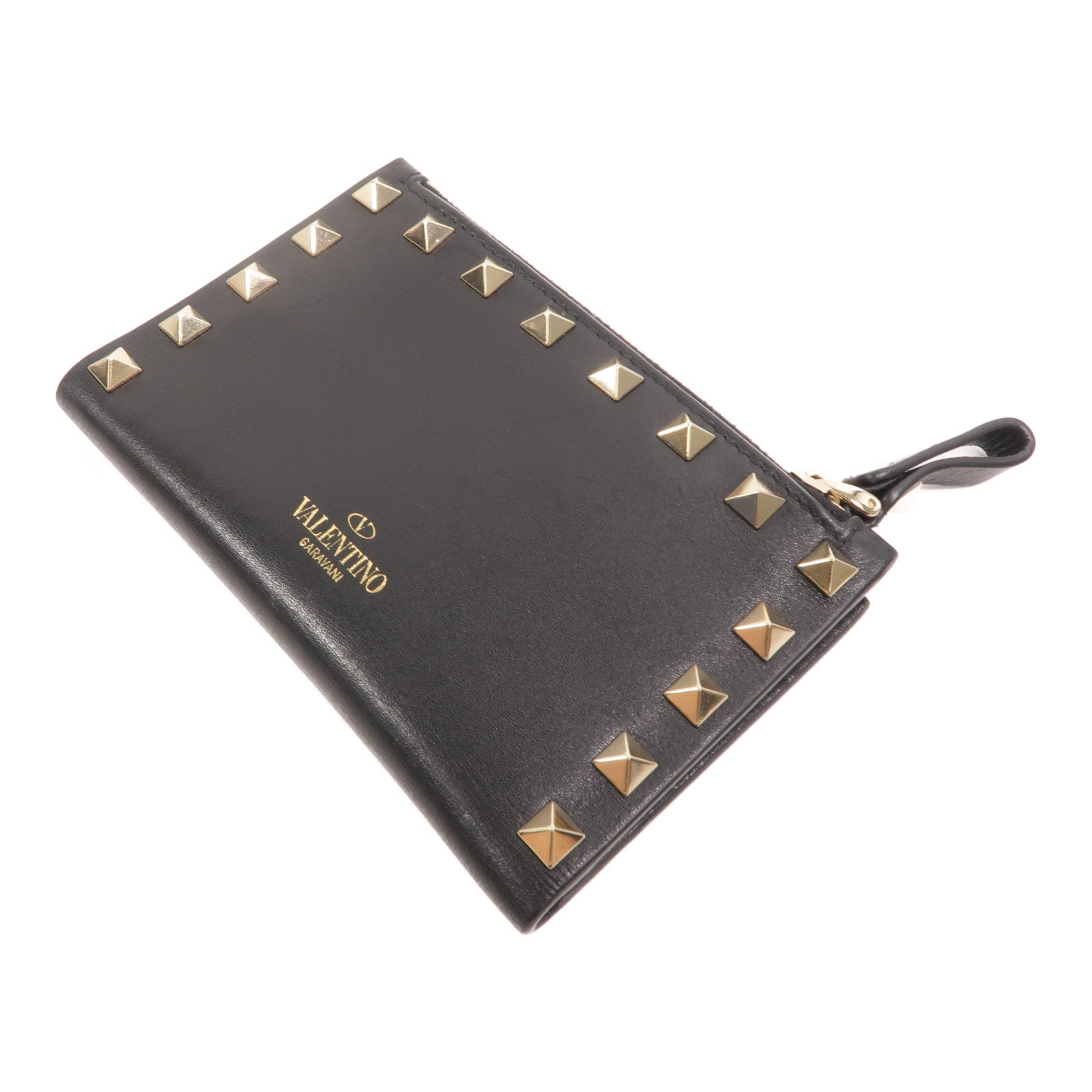 Valentino 牛皮皮革Rockstud Zipped Card Holder卡片套