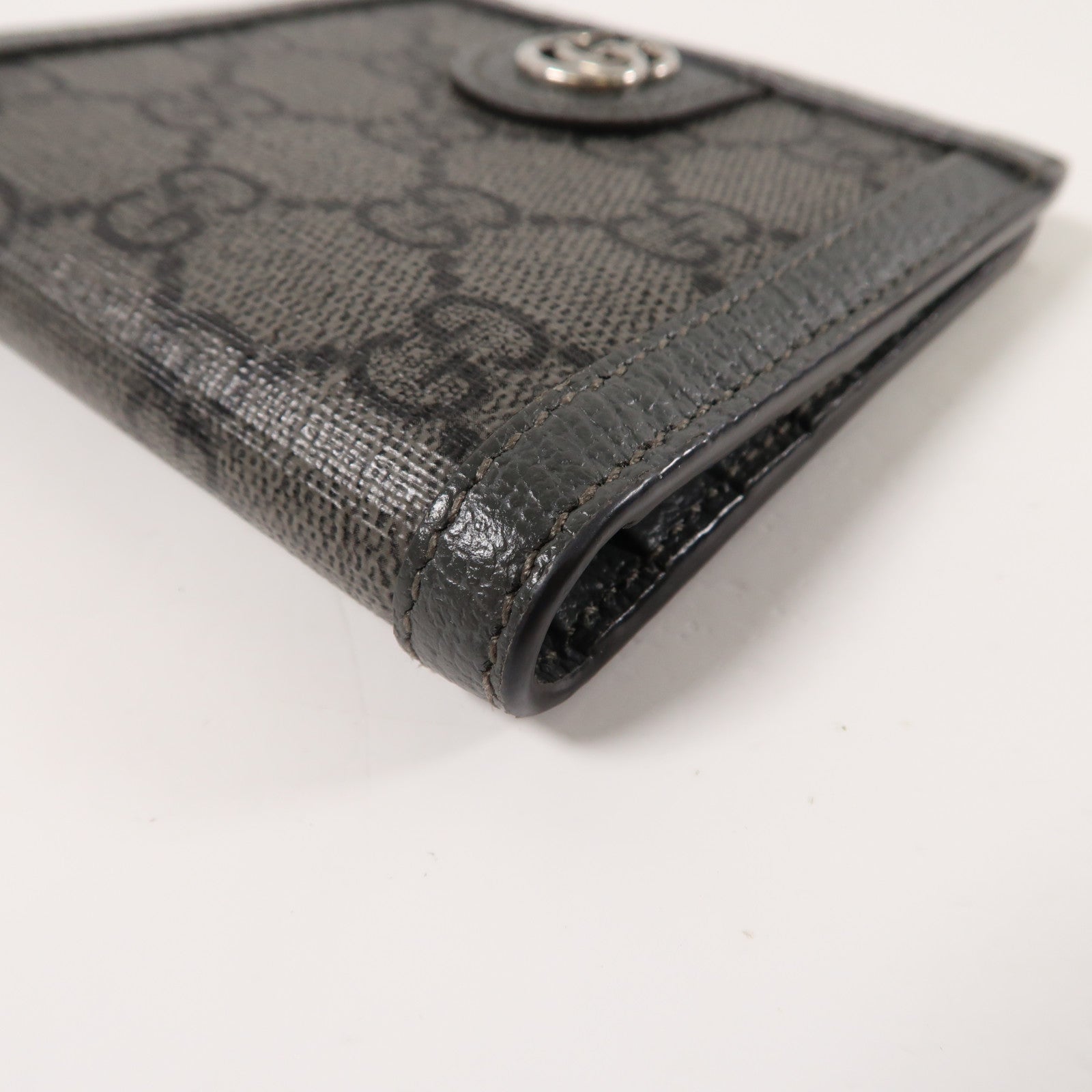 GUCCI 【激減優惠】塗層帆布Ophidia GG Wallet銀扣折疊錢包灰色