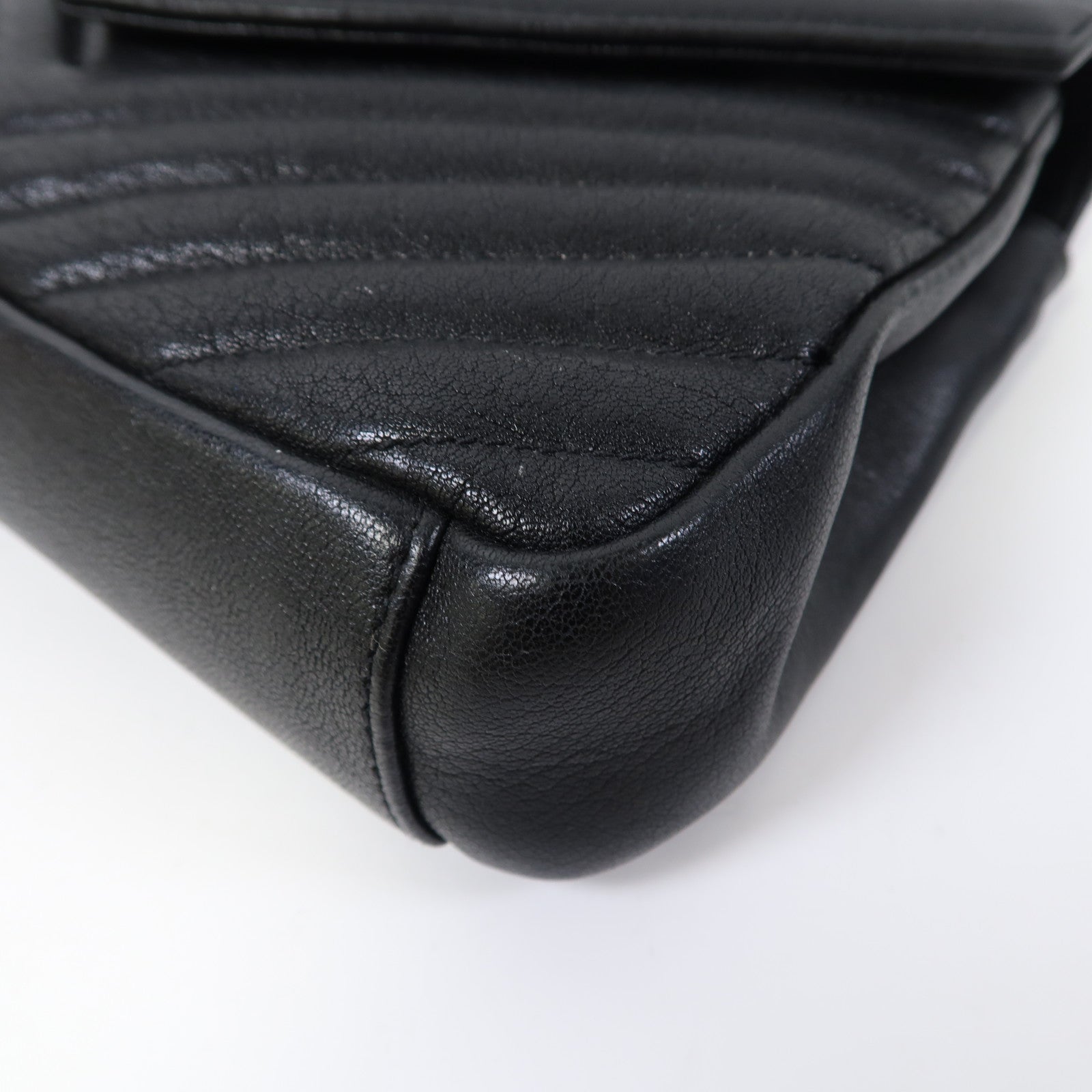 SAINT LAURENT 【激減優惠】斜紋牛皮皮革College Medium銀扣手挽肩背兩用袋黑色