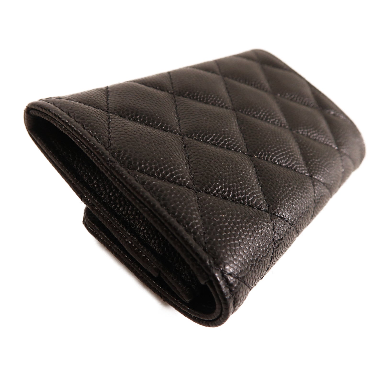 CHANEL 牛皮皮革Card Case銀扣卡片套黑色