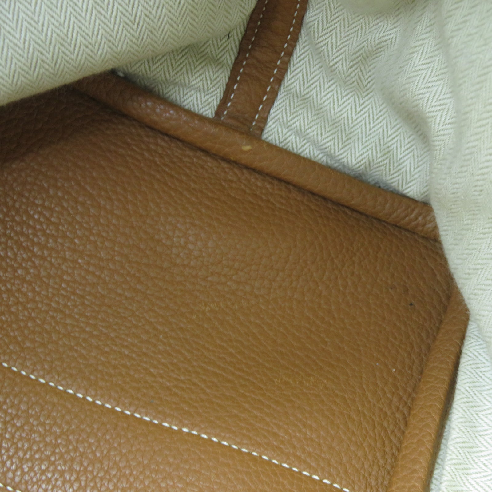 HERMES **【激減優惠】Clemence皮革Garden Party PM銀扣手挽袋啡色