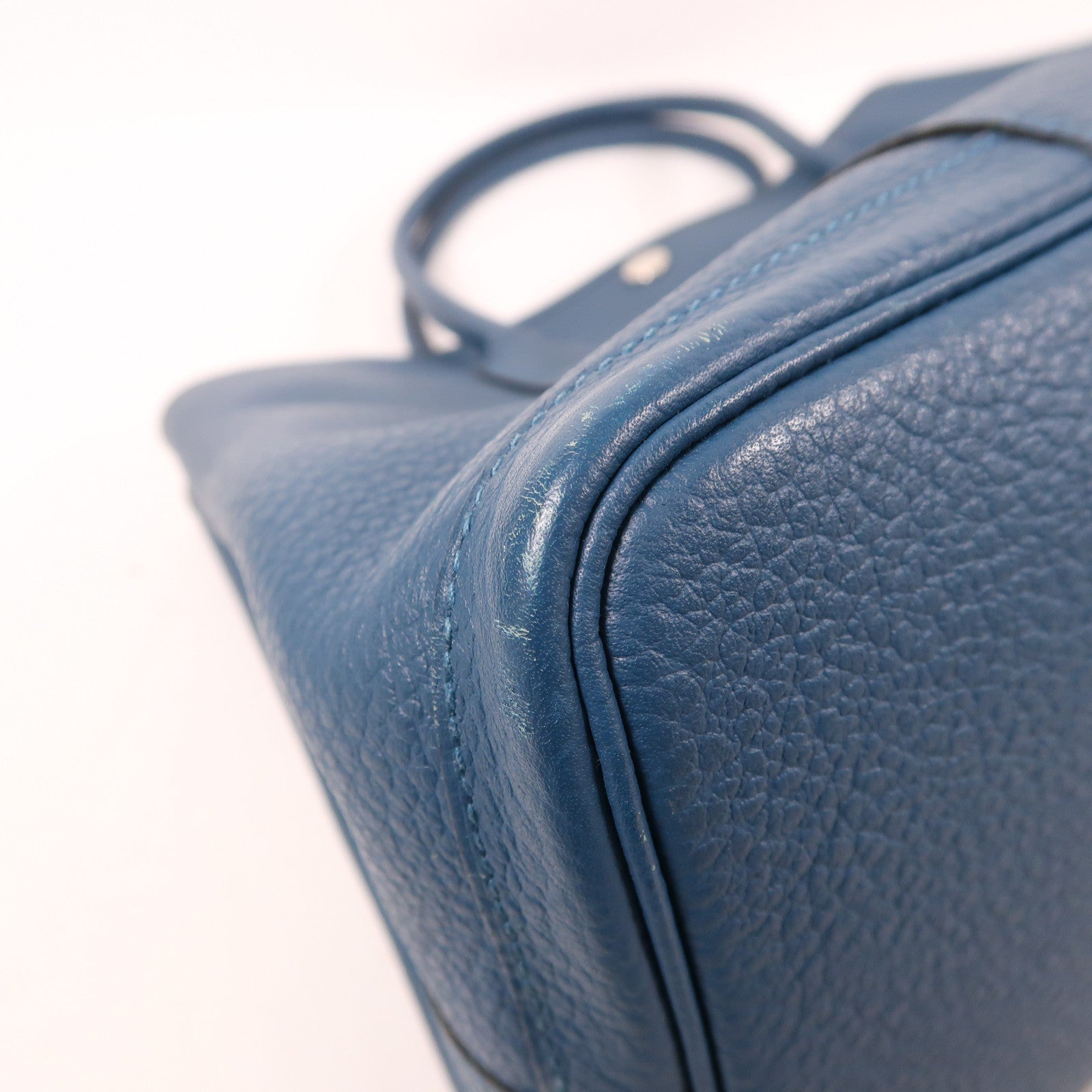 HERMES Negonda皮革Garden Party PM銀手挽袋扣Bleu Agate