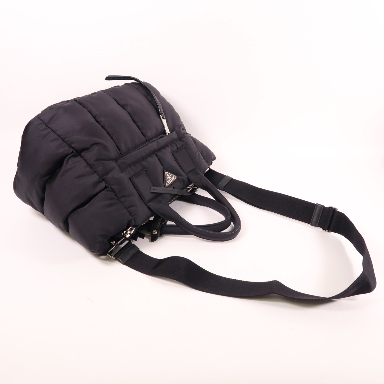 PRADA 尼龍2 Way Shoulder銀扣手挽肩背兩用袋