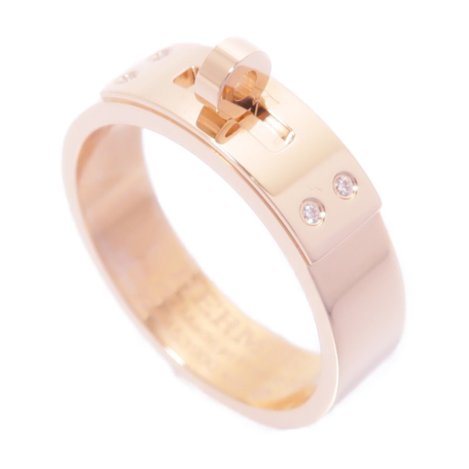 HERMES 18K玫瑰金Bague Kelly PM戒指Hermes#52 US#6